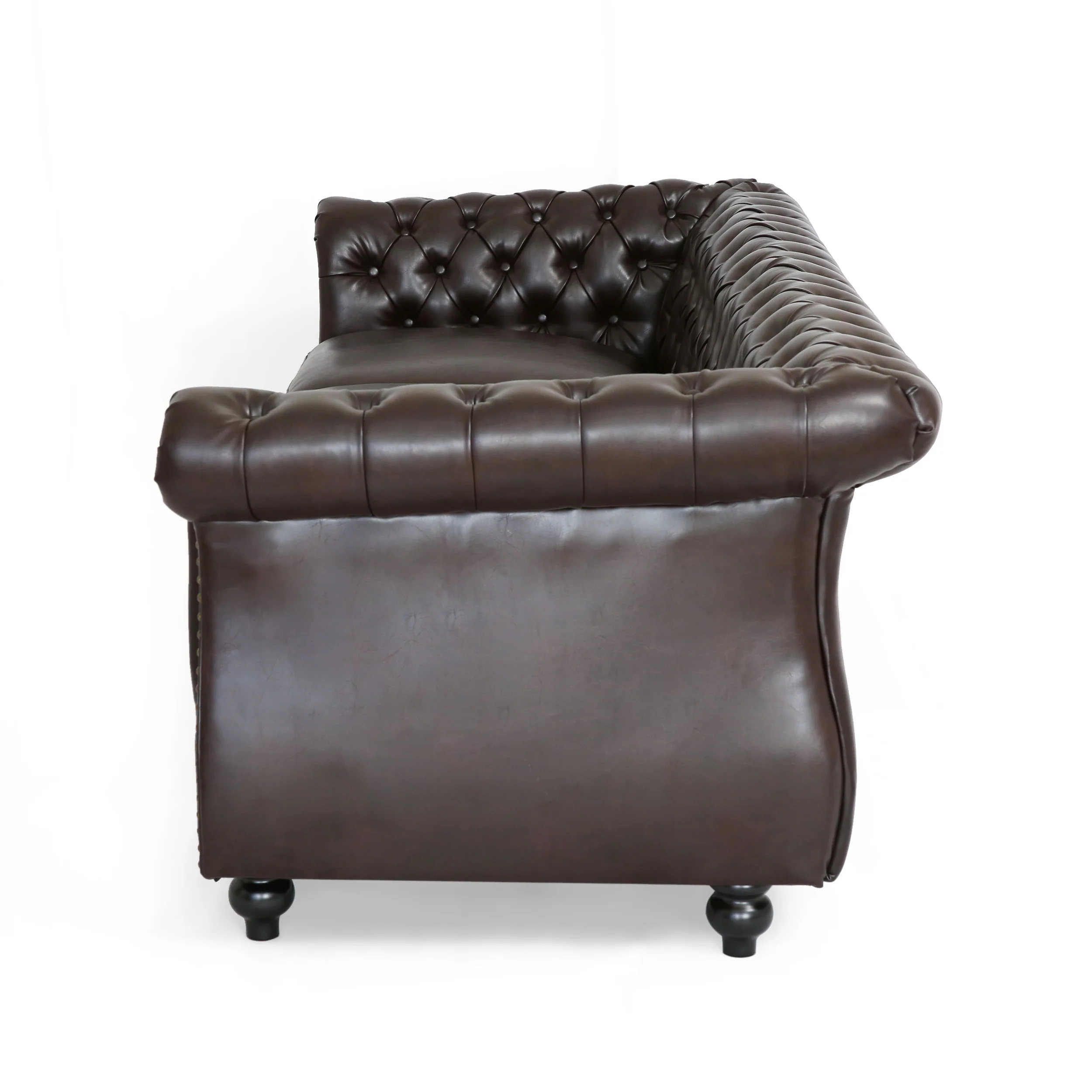 Vita Chesterfield Tufted Leather Sofa with Scroll Arms - furnishings