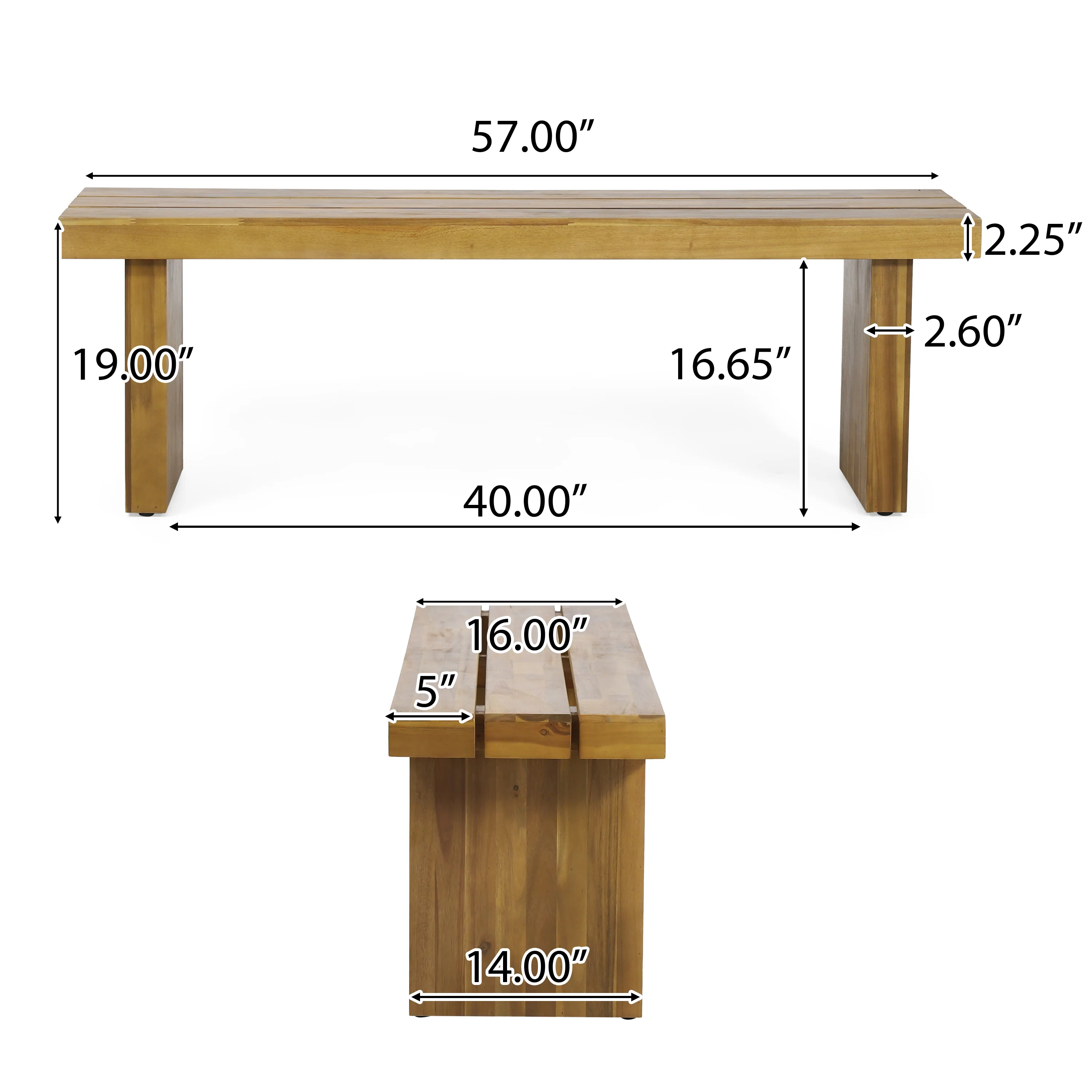 Bagwell Appling Outdoor Acacia Wood Bench - furnishings