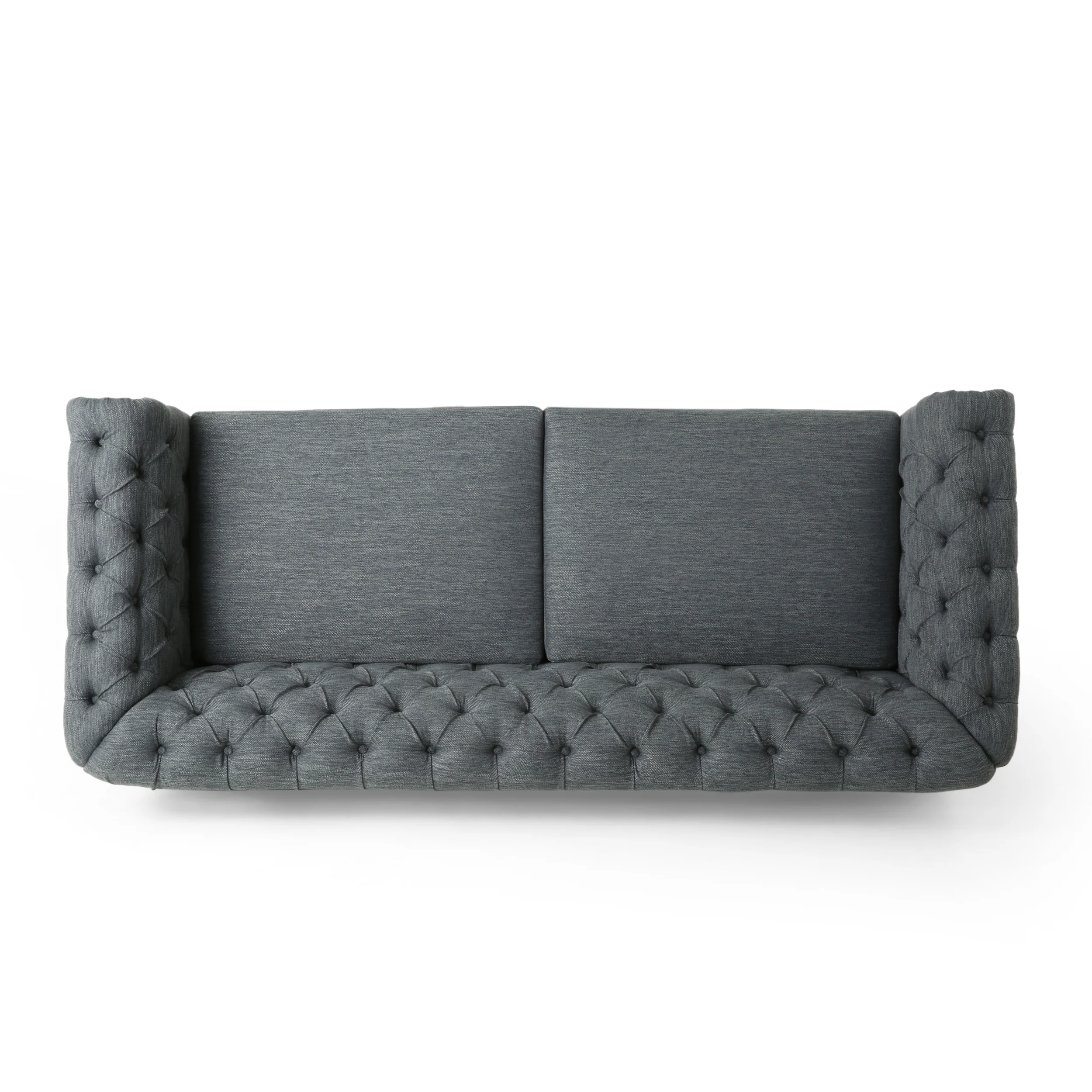 Kinzie Chesterfield Tufted Fabric 3 Seater Sofa with Nailhead Trim - furnishings