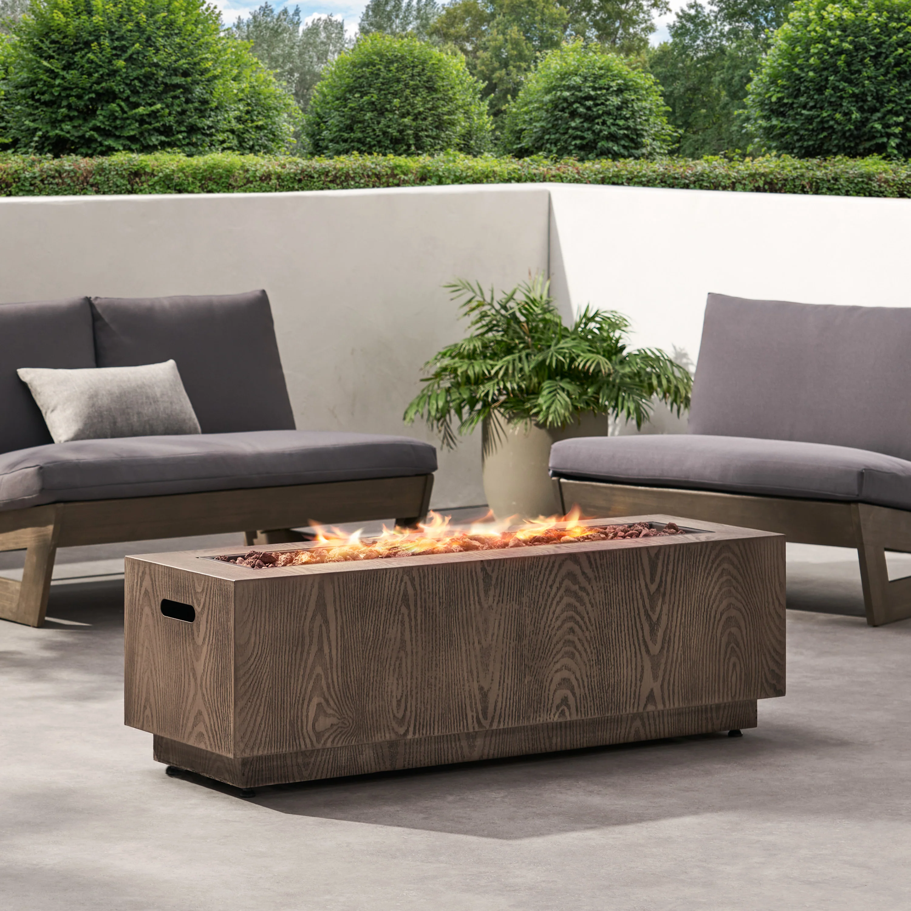 Jasmine Outdoor 50,000 BTU Rectangular Fire Pit (No Tank Holder) - furnishings