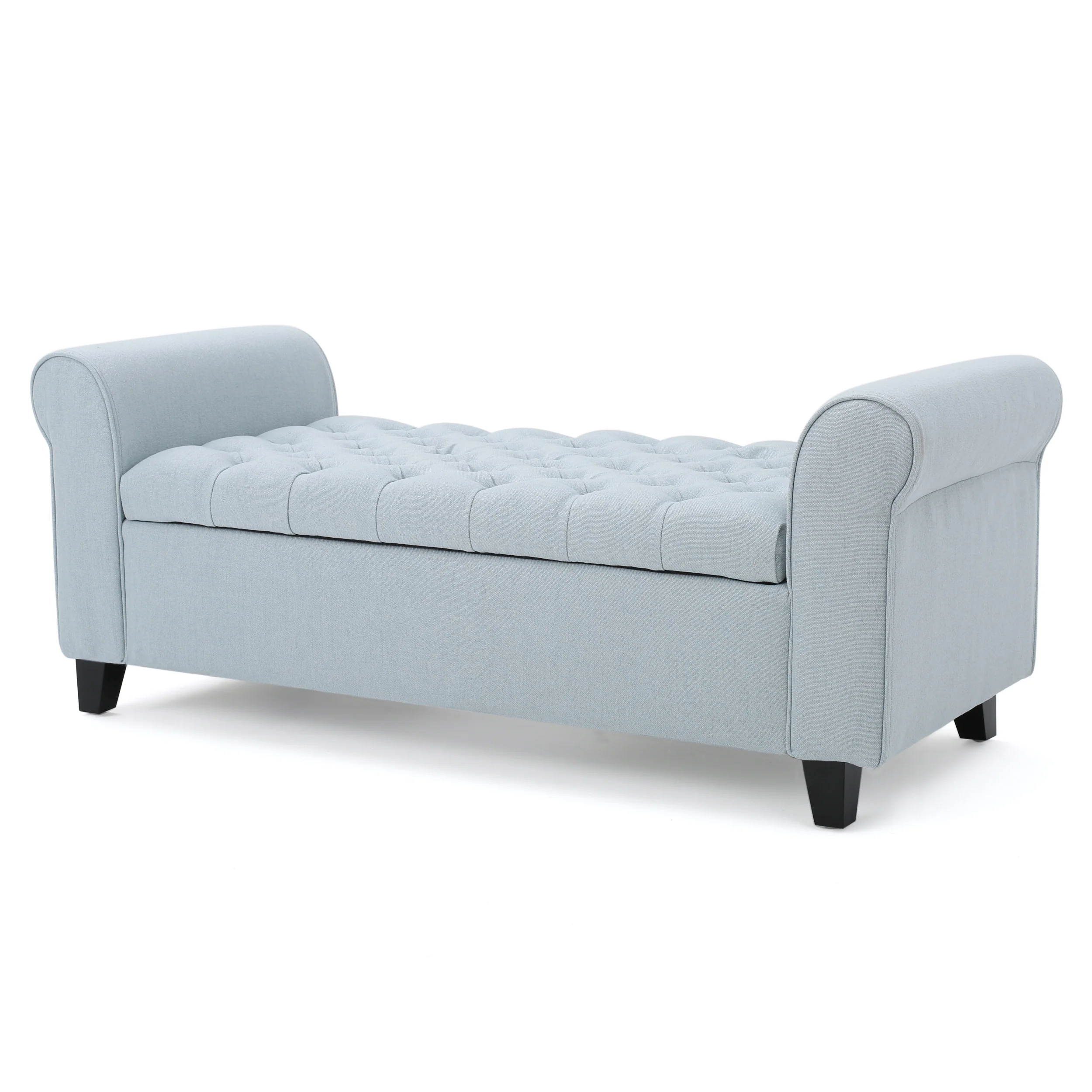 Charlemagne Rolled Arm Tufted Fabric Storage Ottoman Bench - furnishings