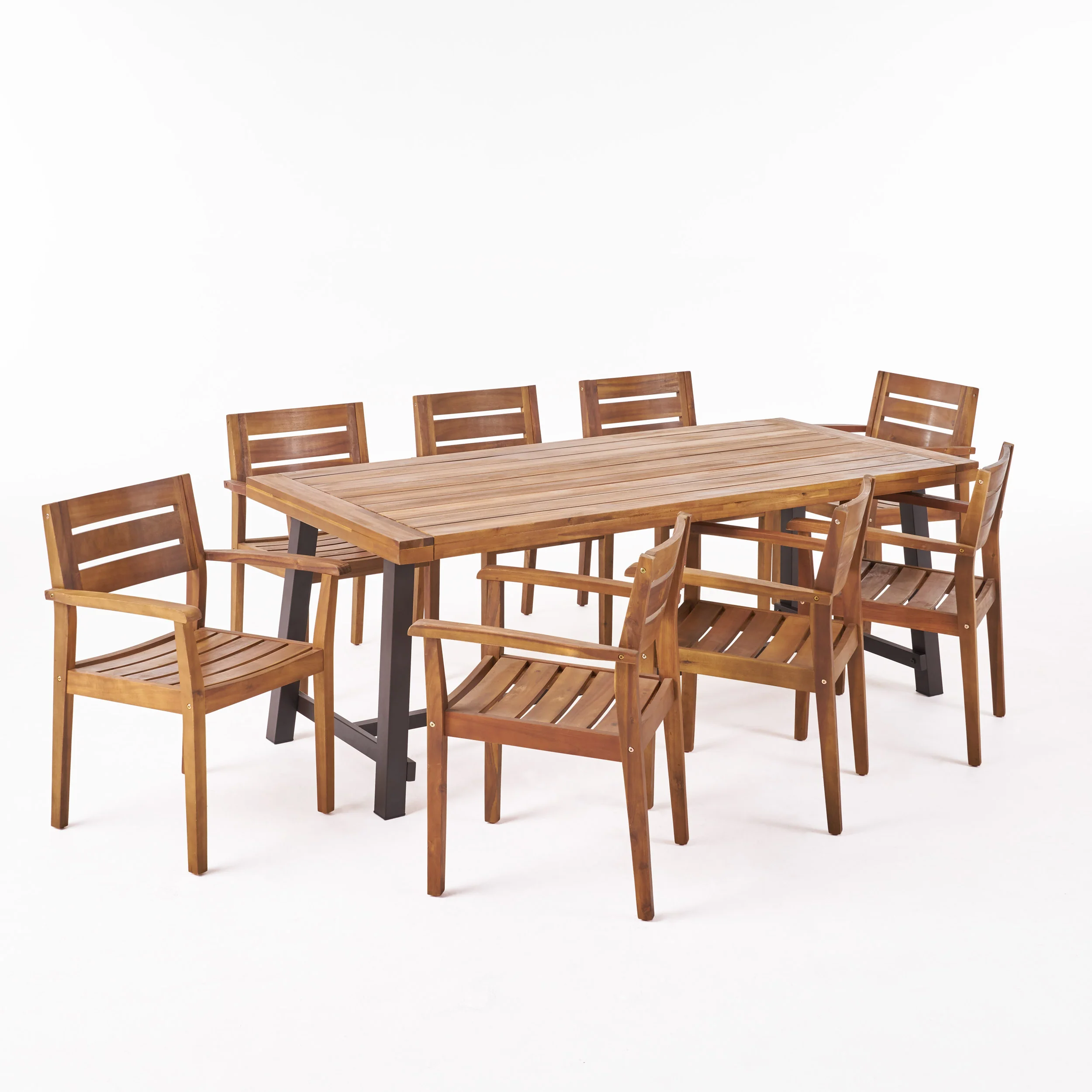 Kelly Outdoor Acacia Wood 8 Seater Dining Set - furnishings