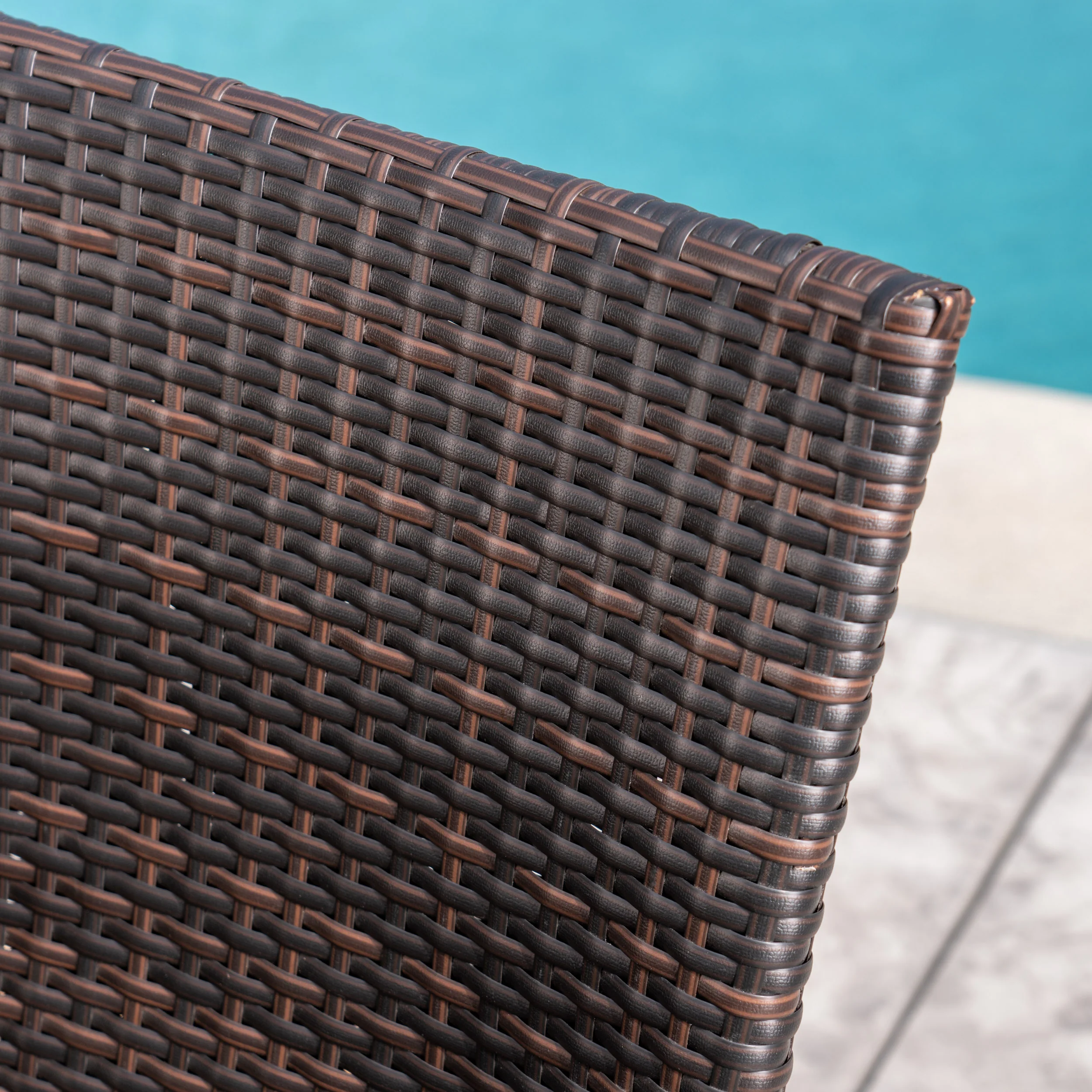 Leopold Outdoor 7 Piece Acacia Wood/ Wicker Dining Set, Teak Finish and Multibrown - furnishings