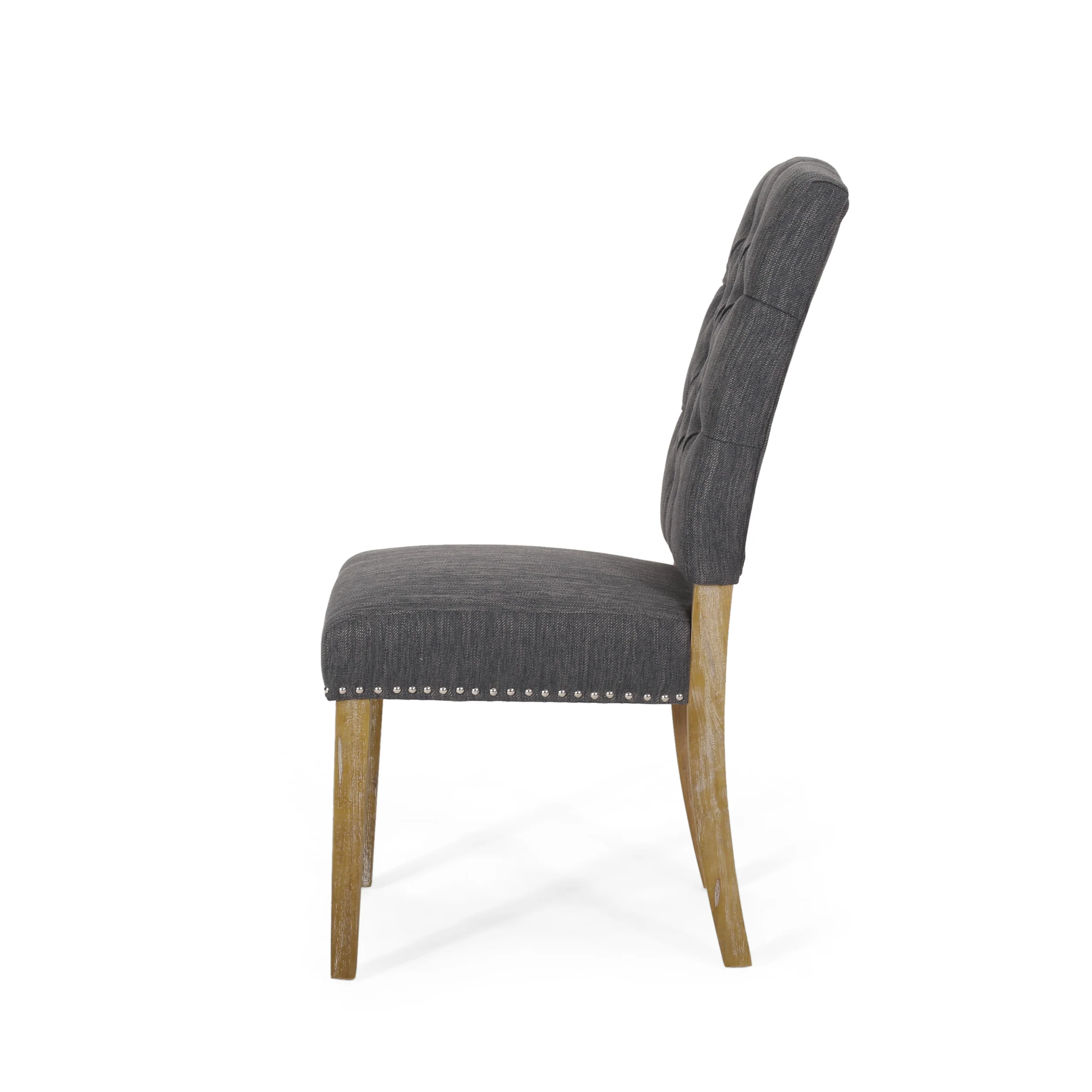 Frances Contemporary Fabric Tufted Dining Chairs with Nailhead Trim, Set of 2 - furnishings