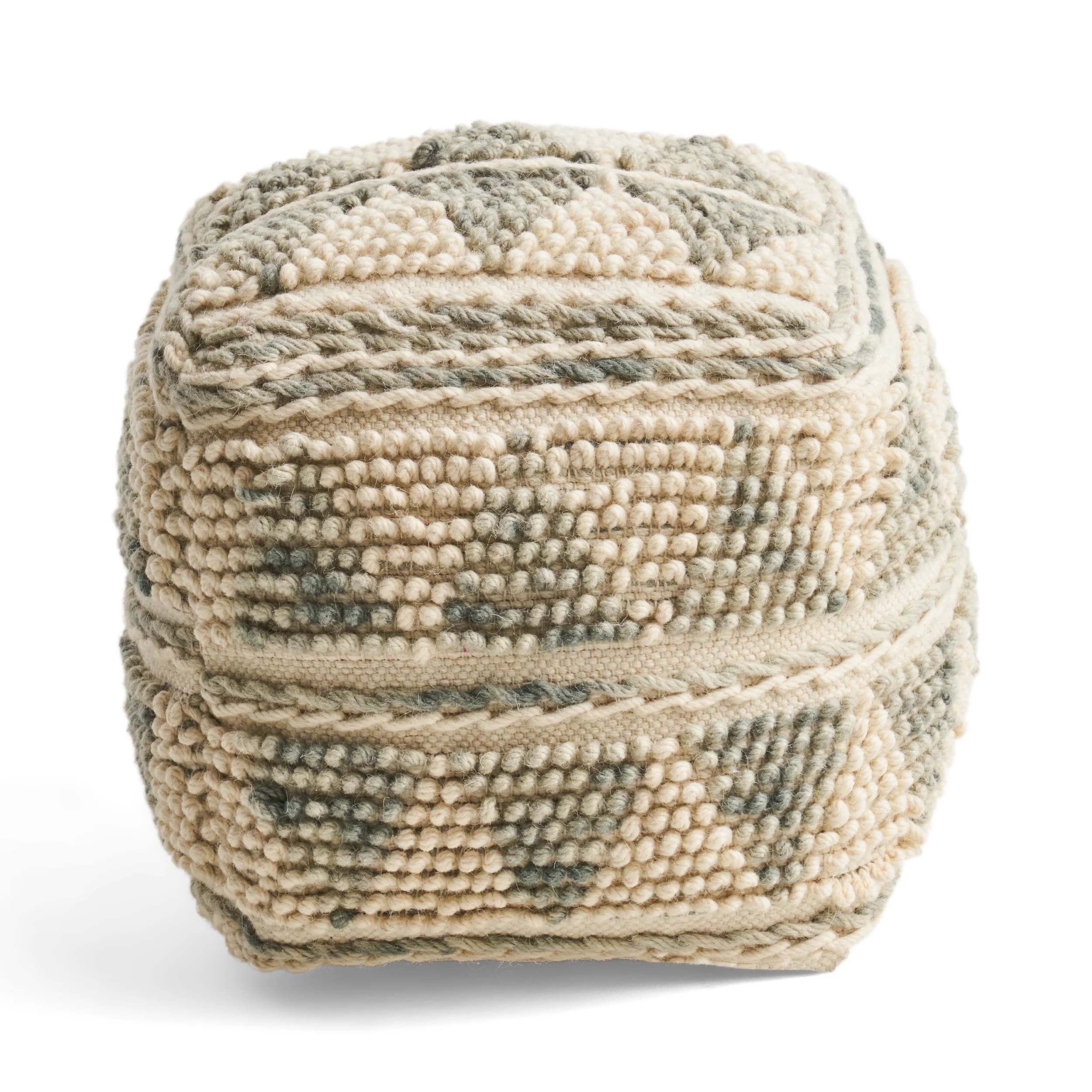 Rosalin Boho Wool and Cotton Ottoman Pouf - furnishings