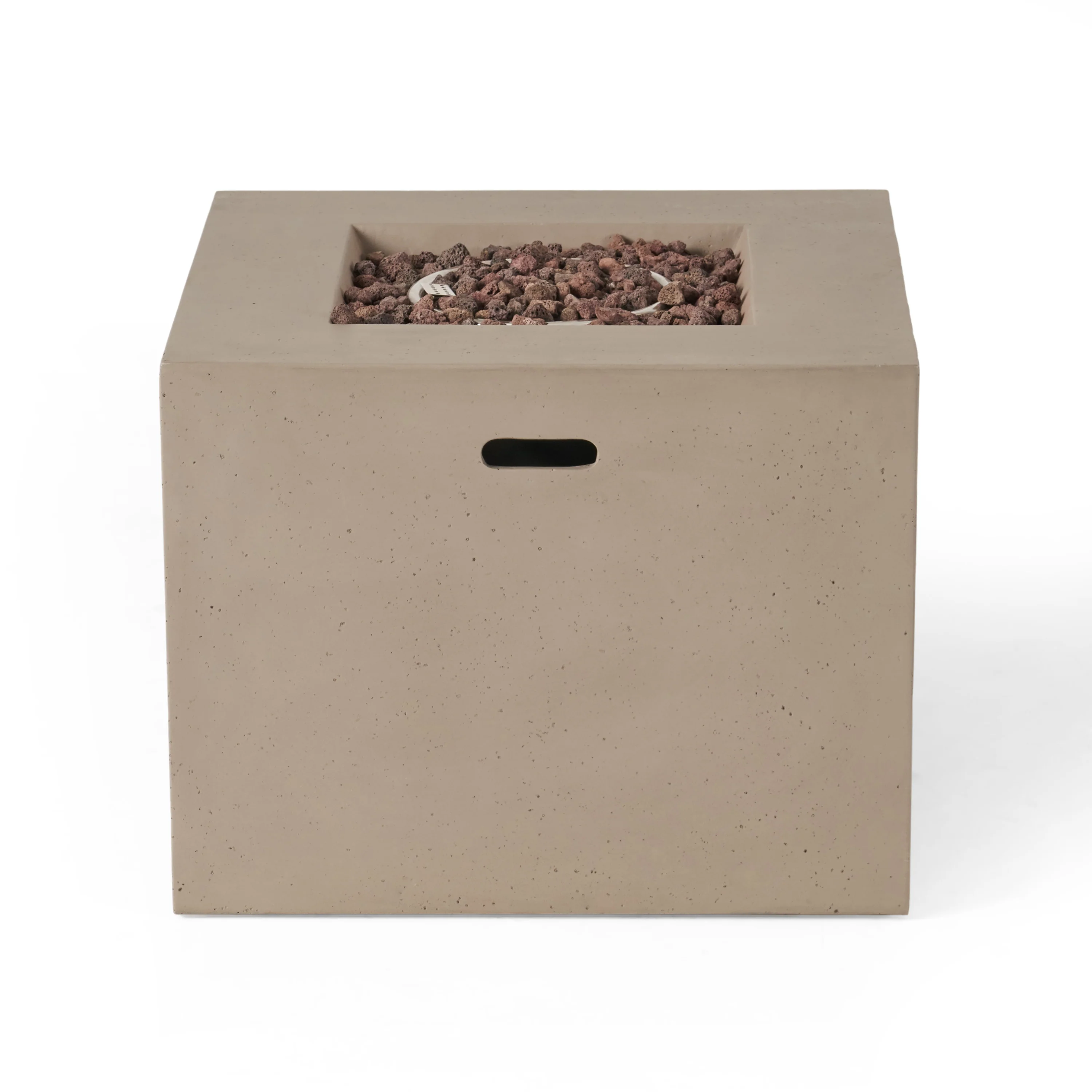 Leo Outdoor 31-inch Square Light Weight Concrete Gas Burning Fire Pit - furnishings