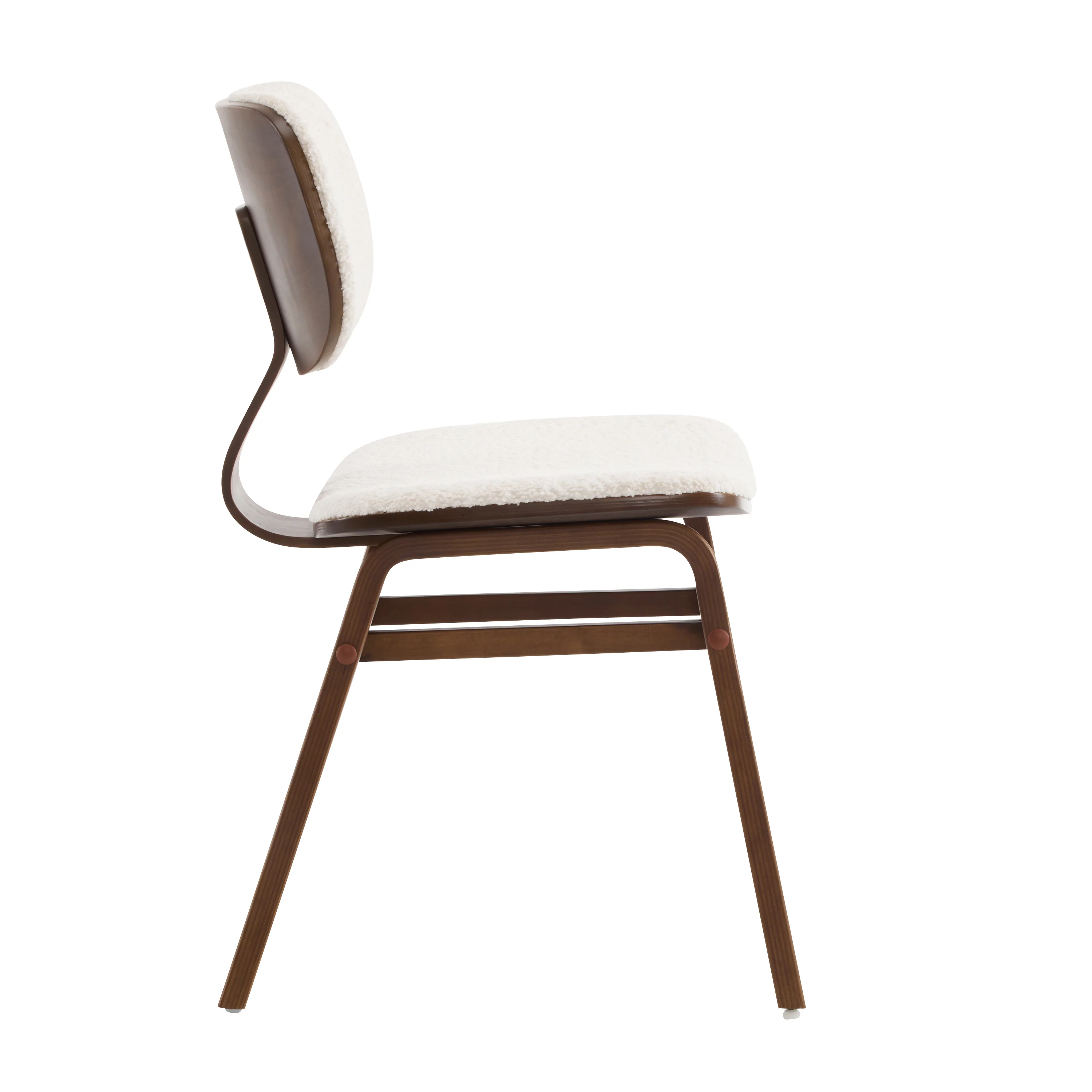 Aval Modern Upholstered Boucle Side Chair, White + Walnut - furnishings