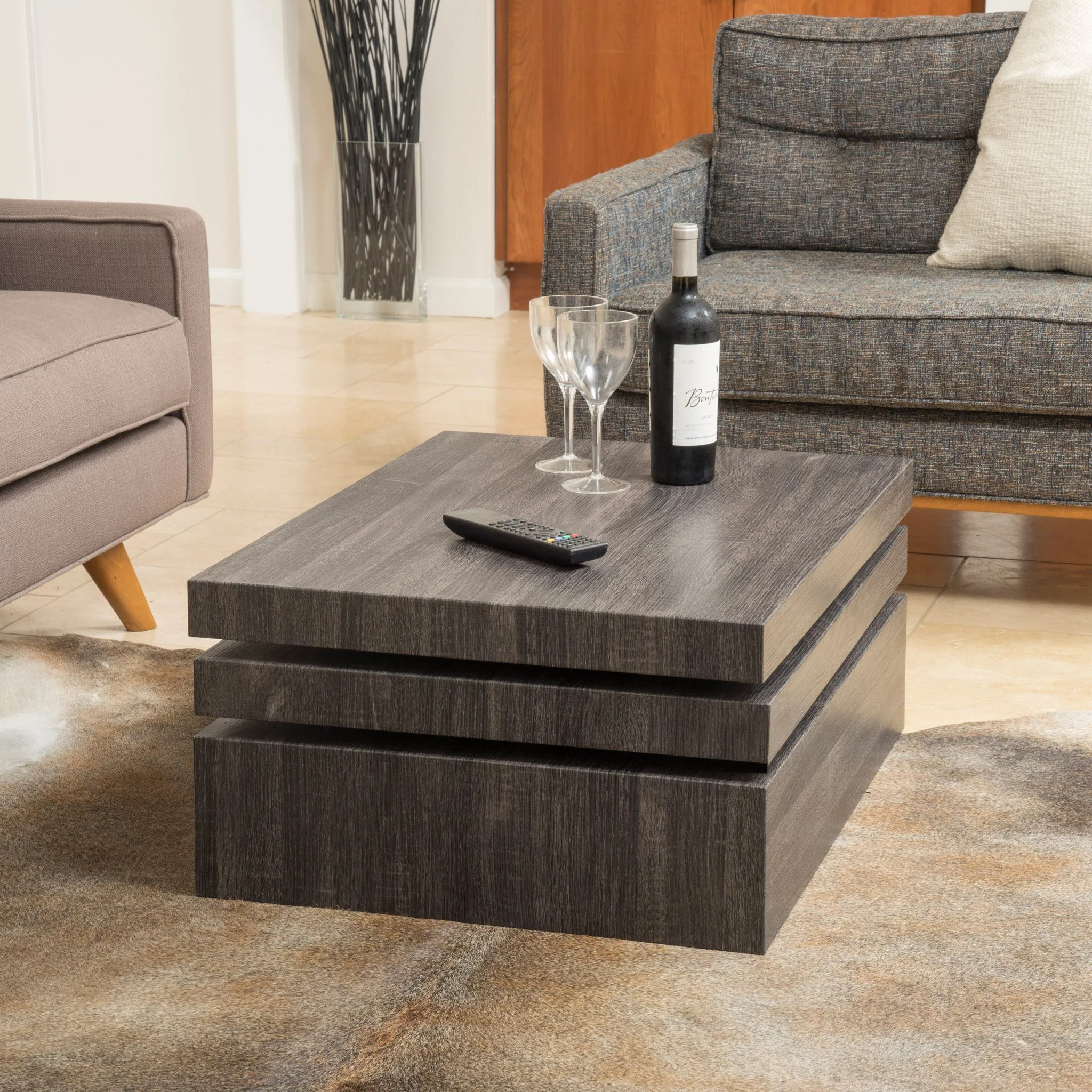 Haring Square Rotating Wood Coffee Table - furnishings