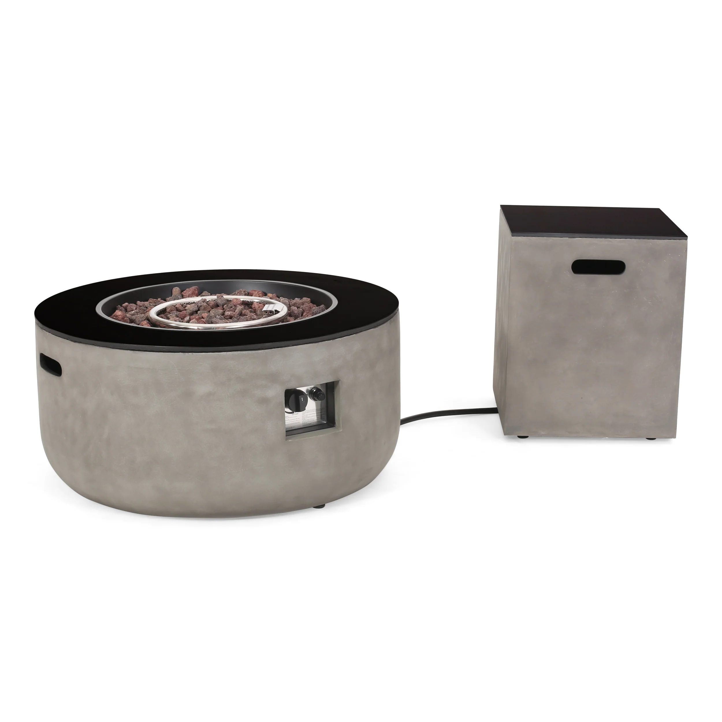 Laini Outdoor Modern 31-Inch Circular Fire Pit with Tank Holder - furnishings