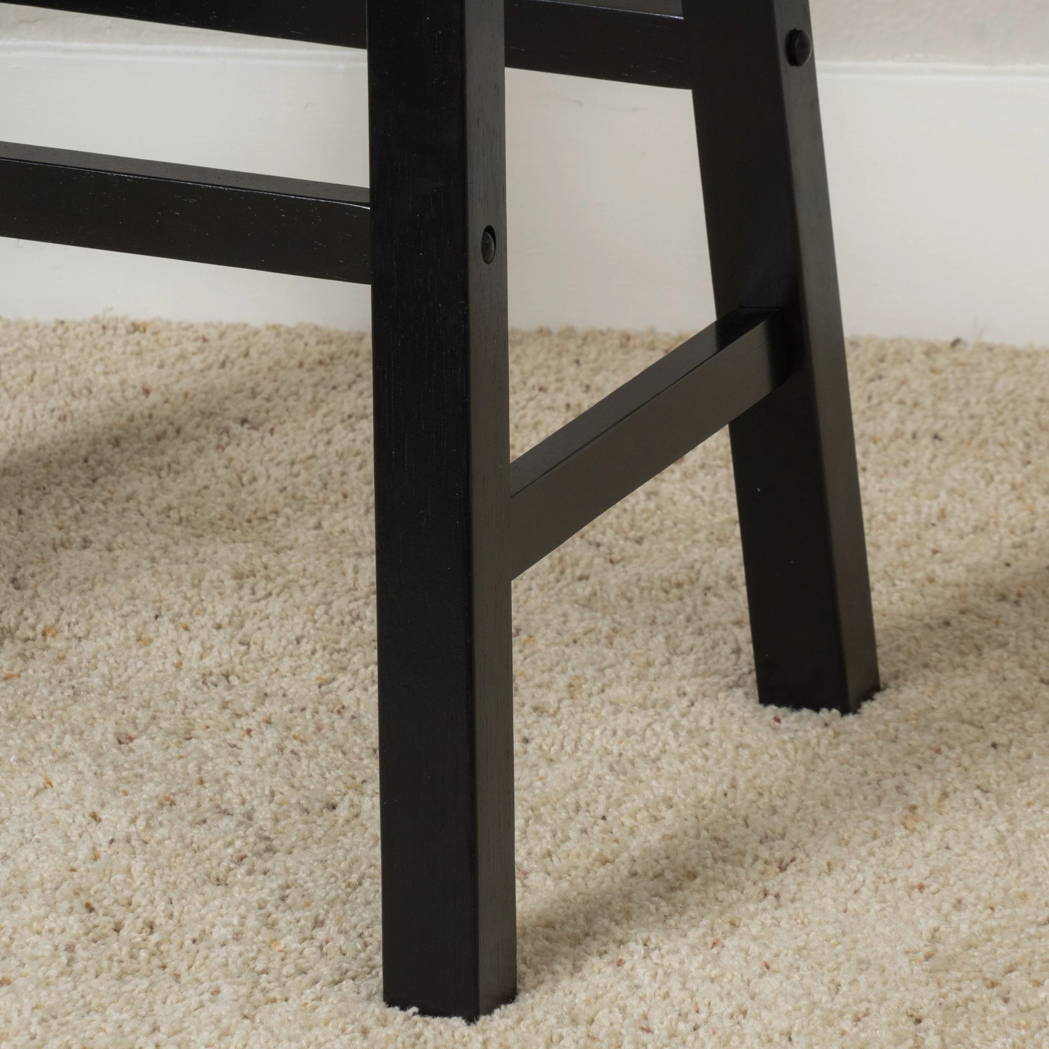 Toluca Farmhouse 29-Inch Black Wood Saddle Barstools (Set of 2) - furnishings