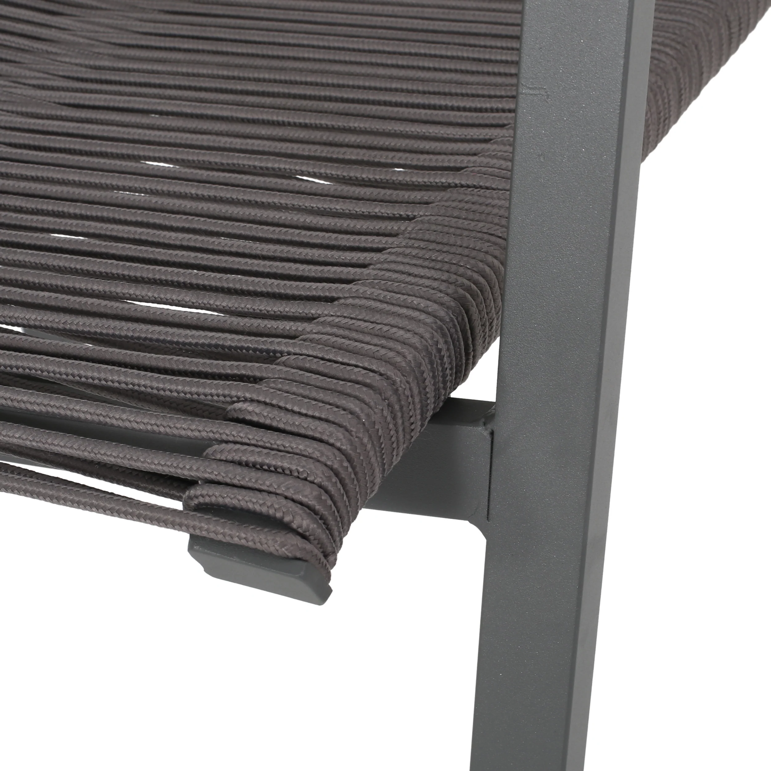 Hines Outdoor Modern Industrial Aluminum 7 Piece Dining Set with Rope Seating - furnishings