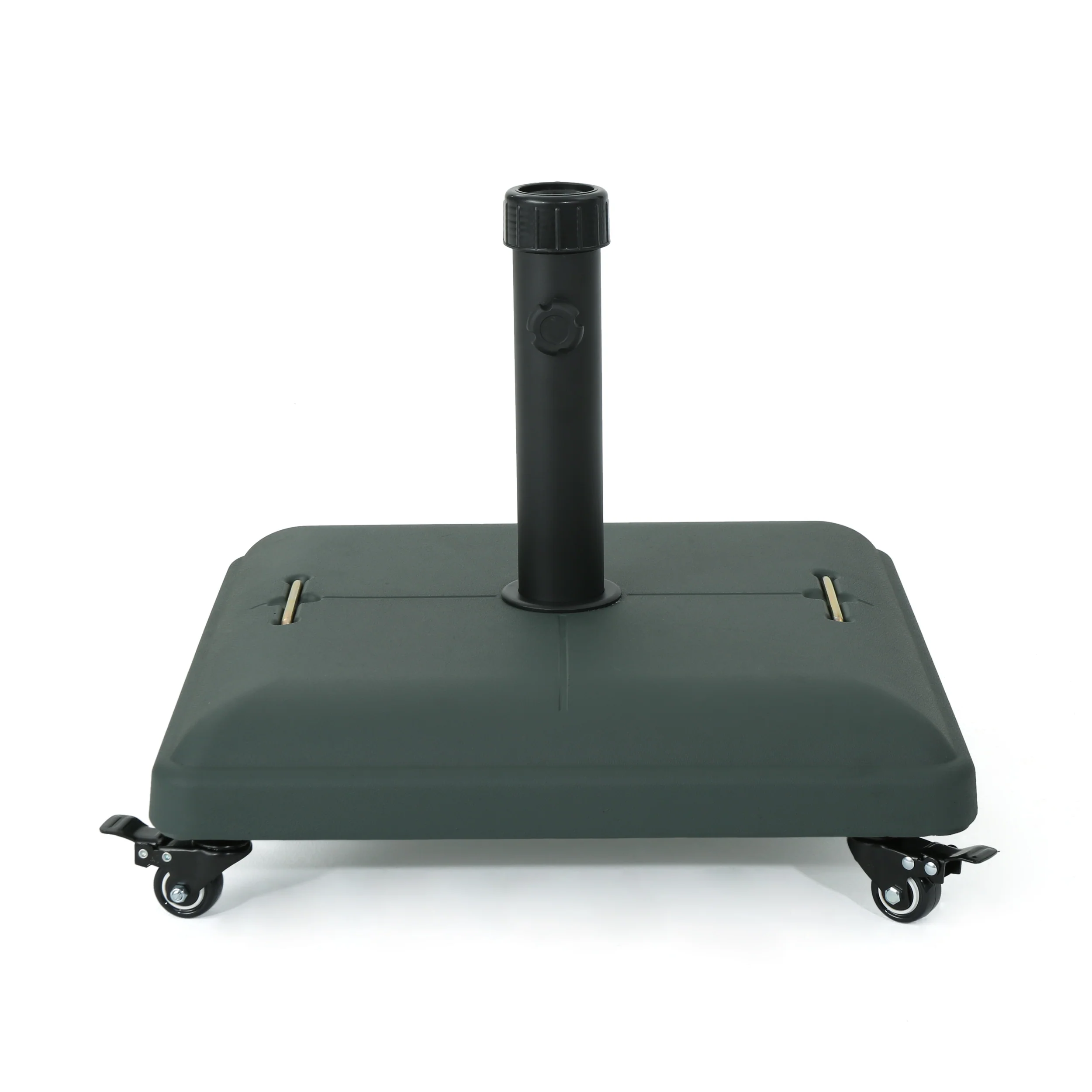 Louise Outdoor Concrete Square 80lb Umbrella Base with Steel Umbrella Holder - furnishings