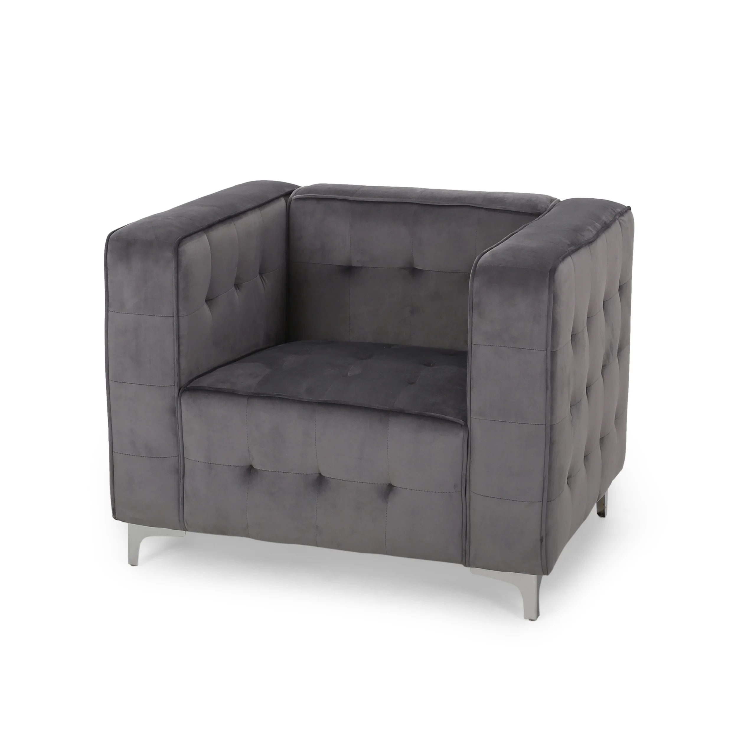 Marwin Modern Glam Cube Velvet Club Chair - furnishings