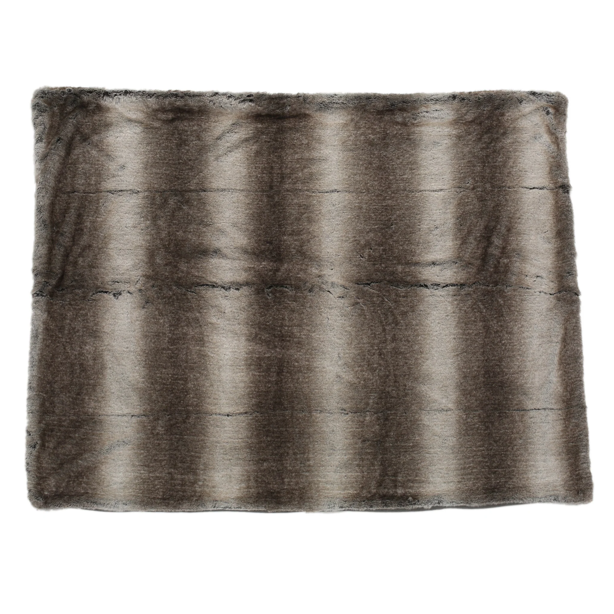 Tuscan Modern Glam Striped Faux Fur Throw Blanket - furnishings