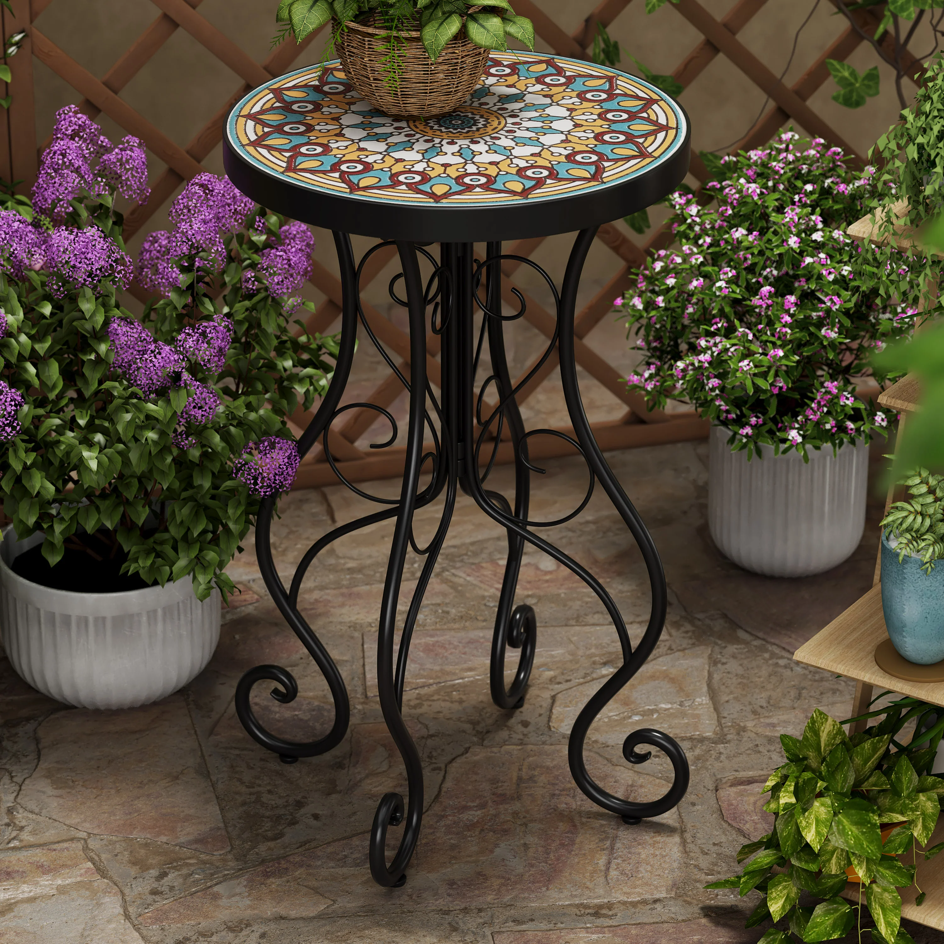 Thanee Outdoor Patio Round Side Table - furnishings