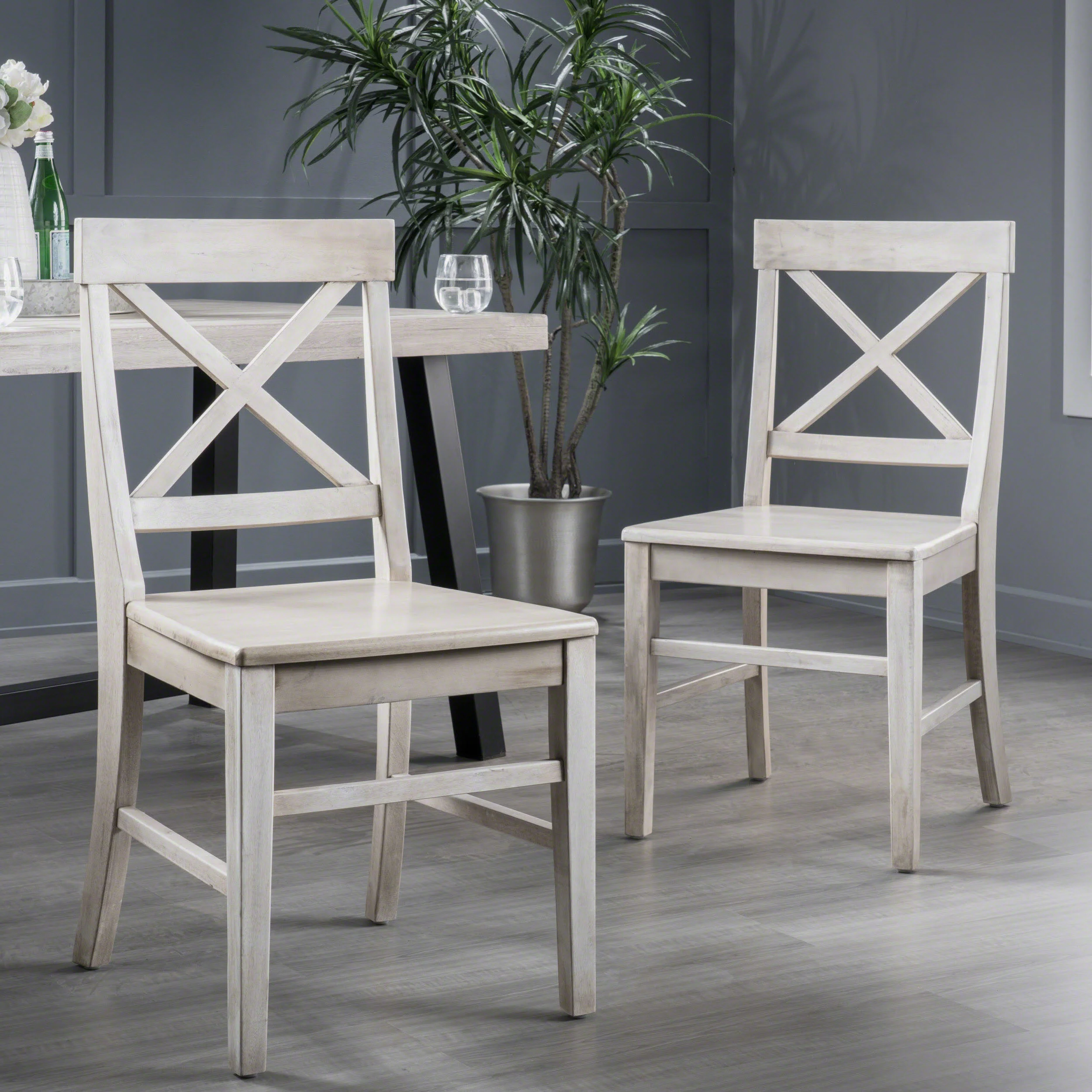 Truda Farmhouse  Acacia Wood Dining Chairs (Set of 2) - furnishings