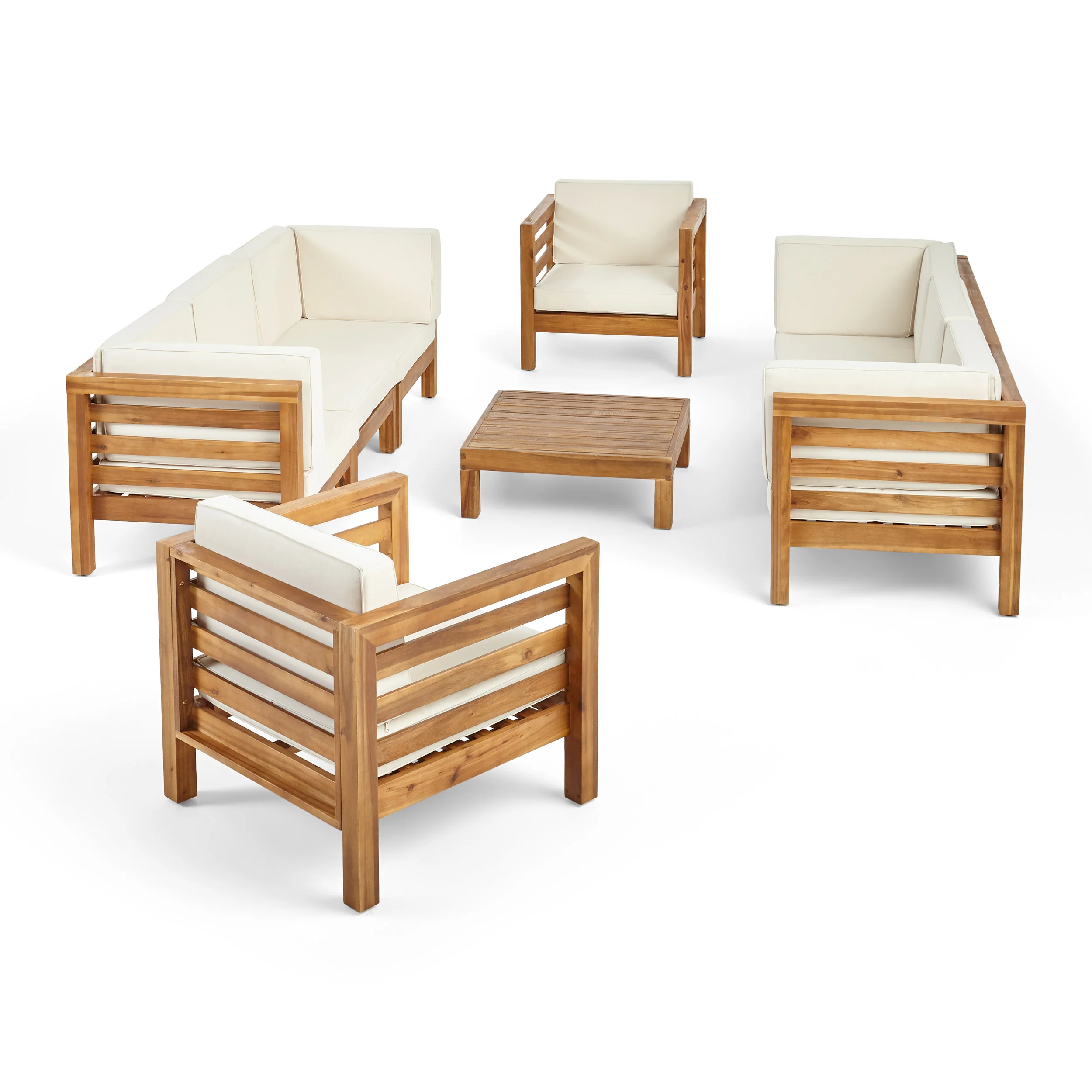 Emma Outdoor 8 Seater Acacia Wood Sofa and Club Chair Set - furnishings