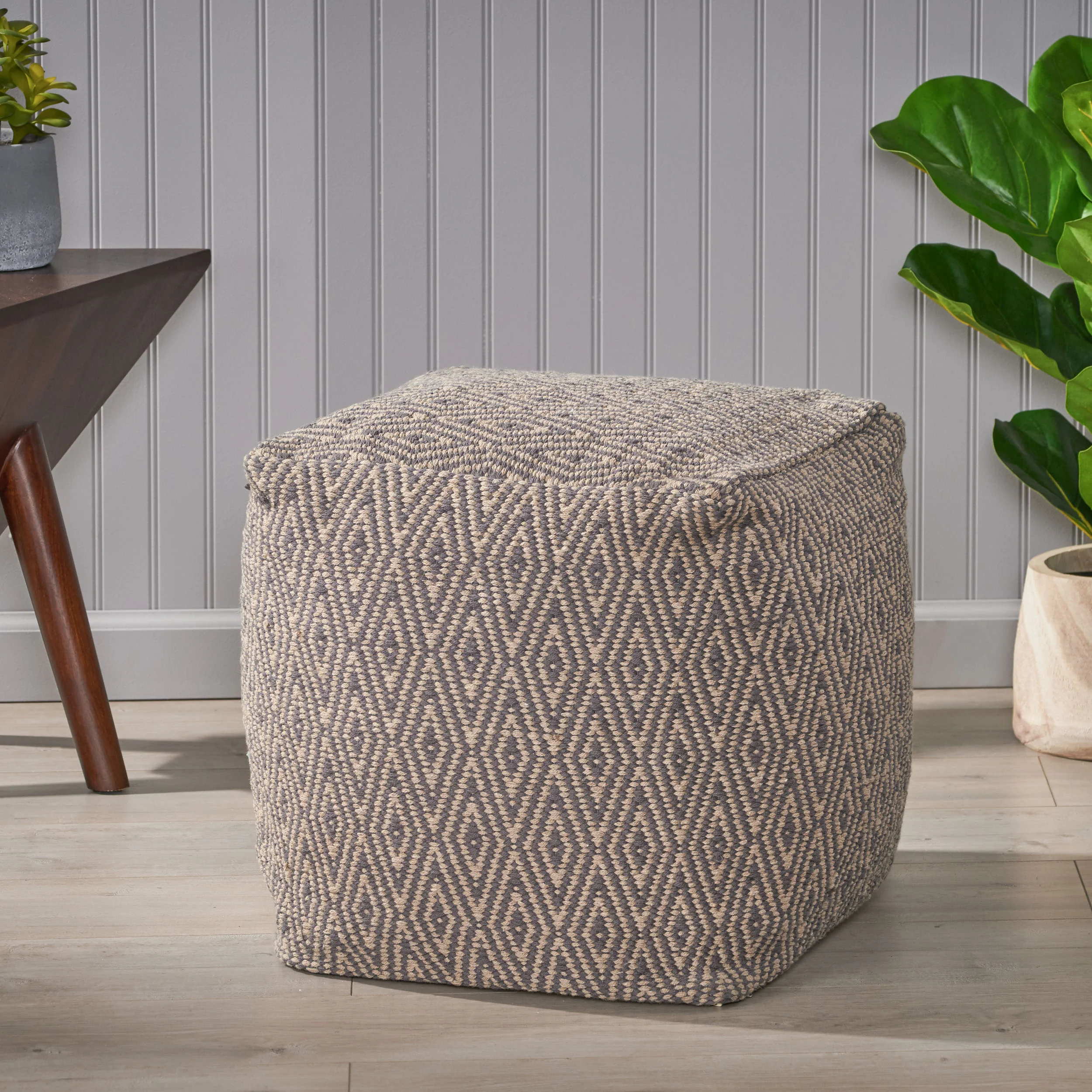 Sovereign Hand-Crafted Cotton Cube Pouf - furnishings