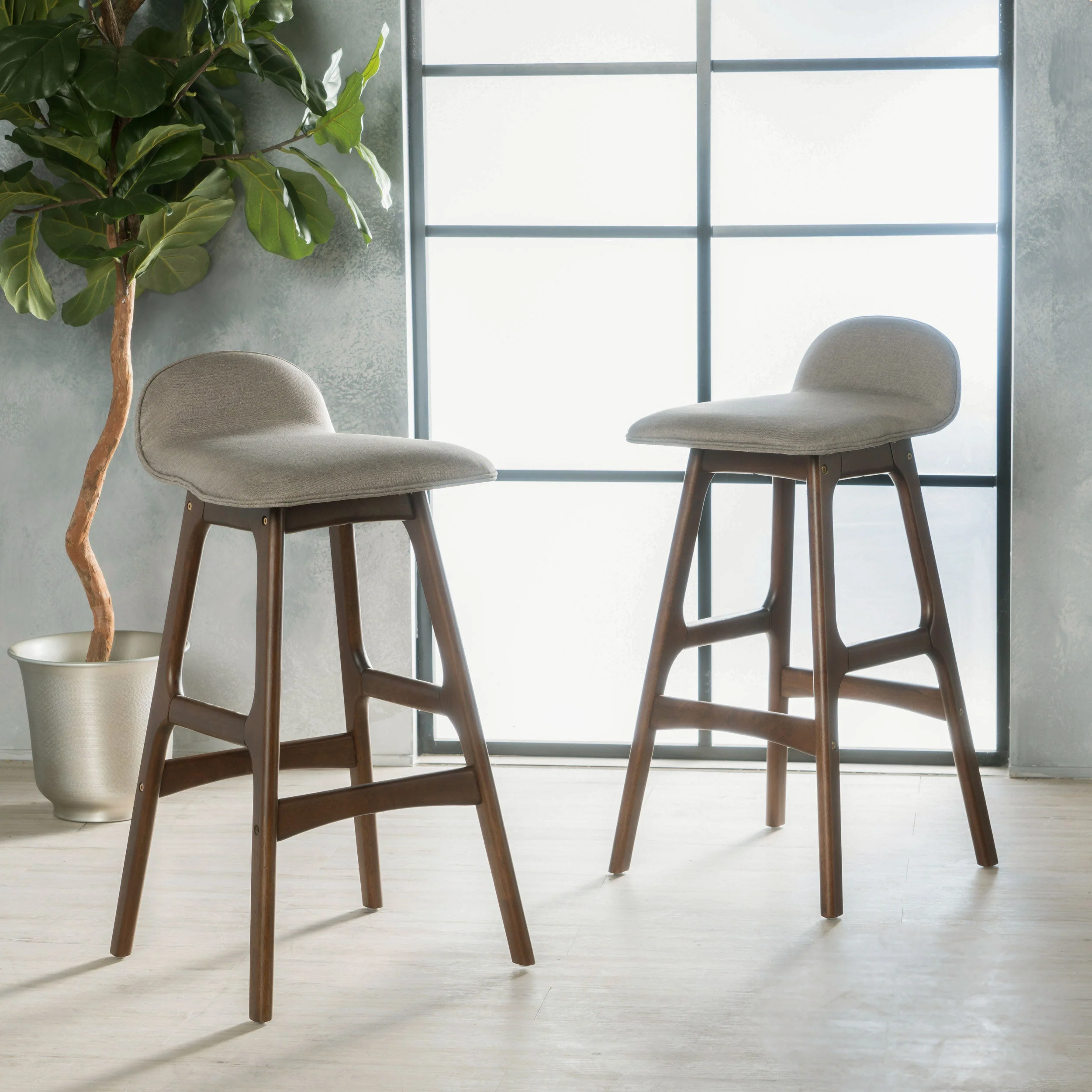 Tolle 29-Inch Mid-Century Design Low Back Fabric Bar Chair (Set of 2) - furnishings