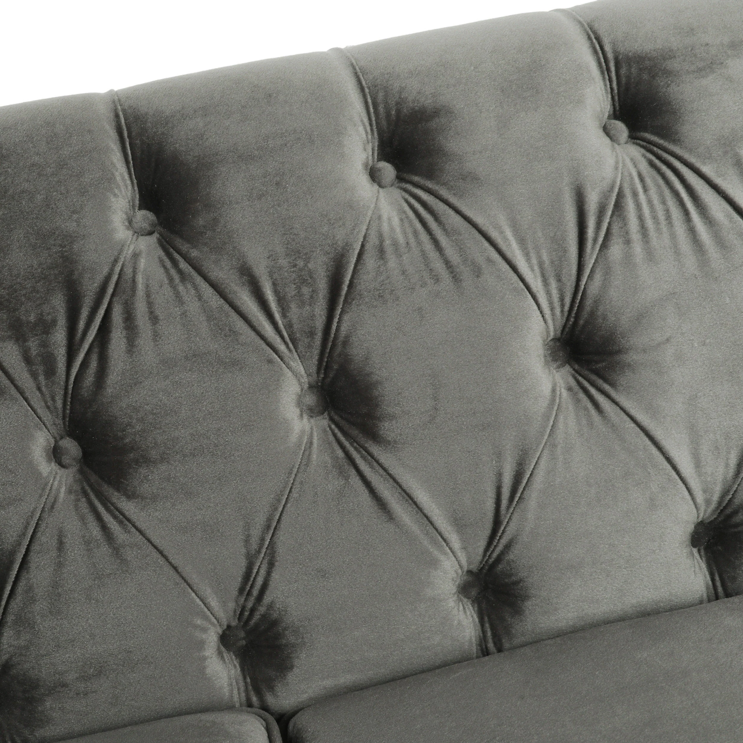 Jameer Modern Glam Tufted Velvet 3 Seater Sofa - furnishings