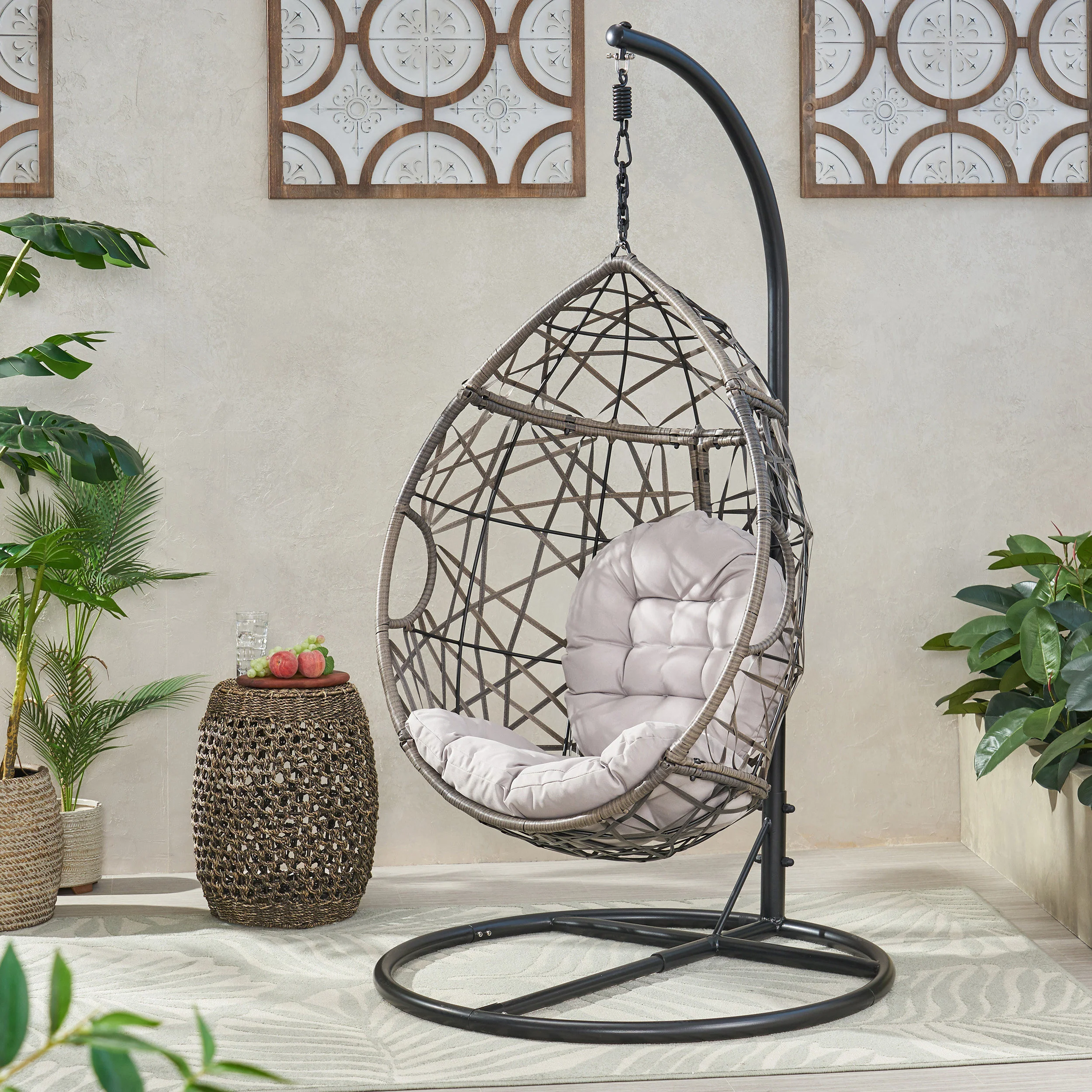 Berkley Outdoor Wicker Hanging Teardrop / Egg Chair - furnishings