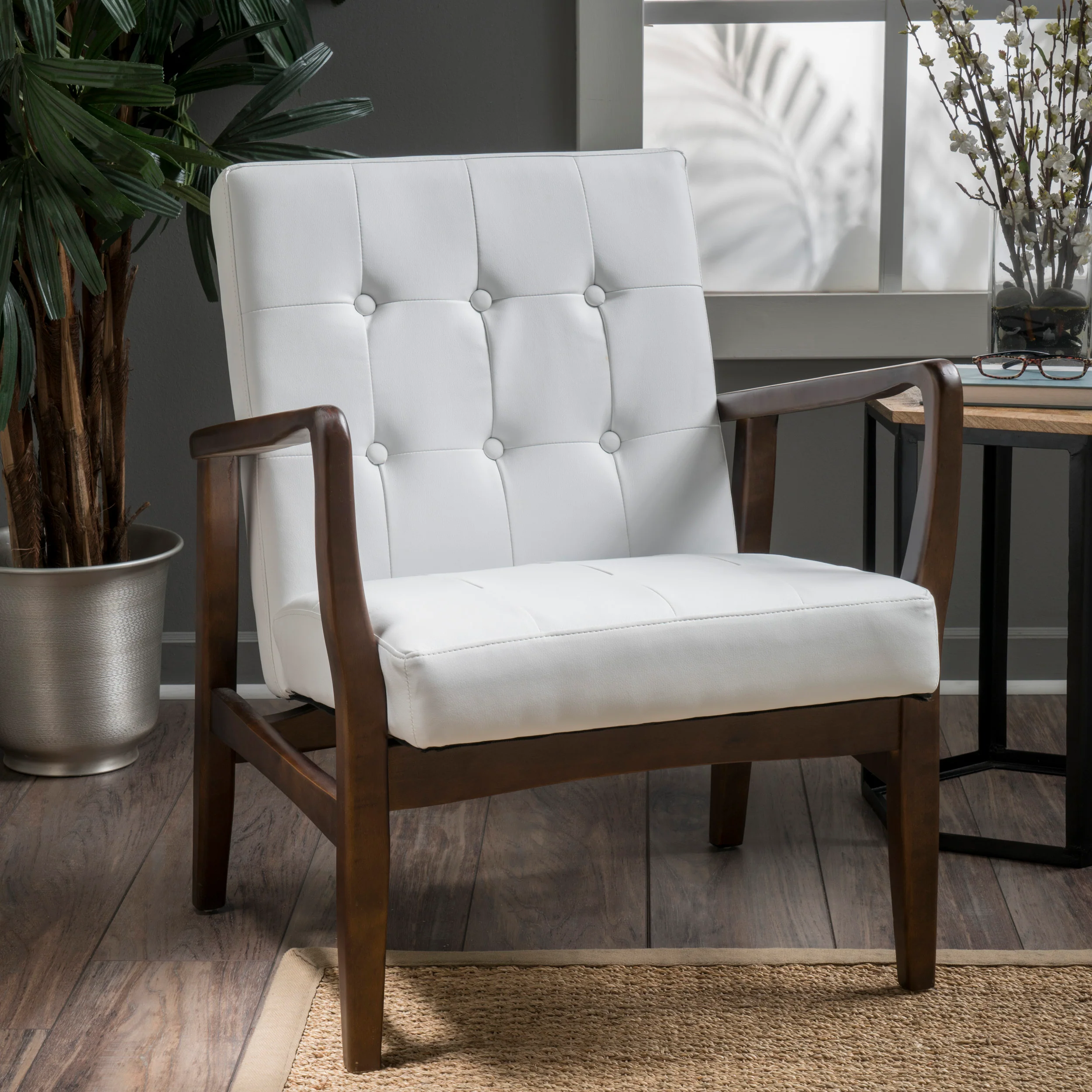 Callisto Mid Century Modern Leather Club Chair - furnishings