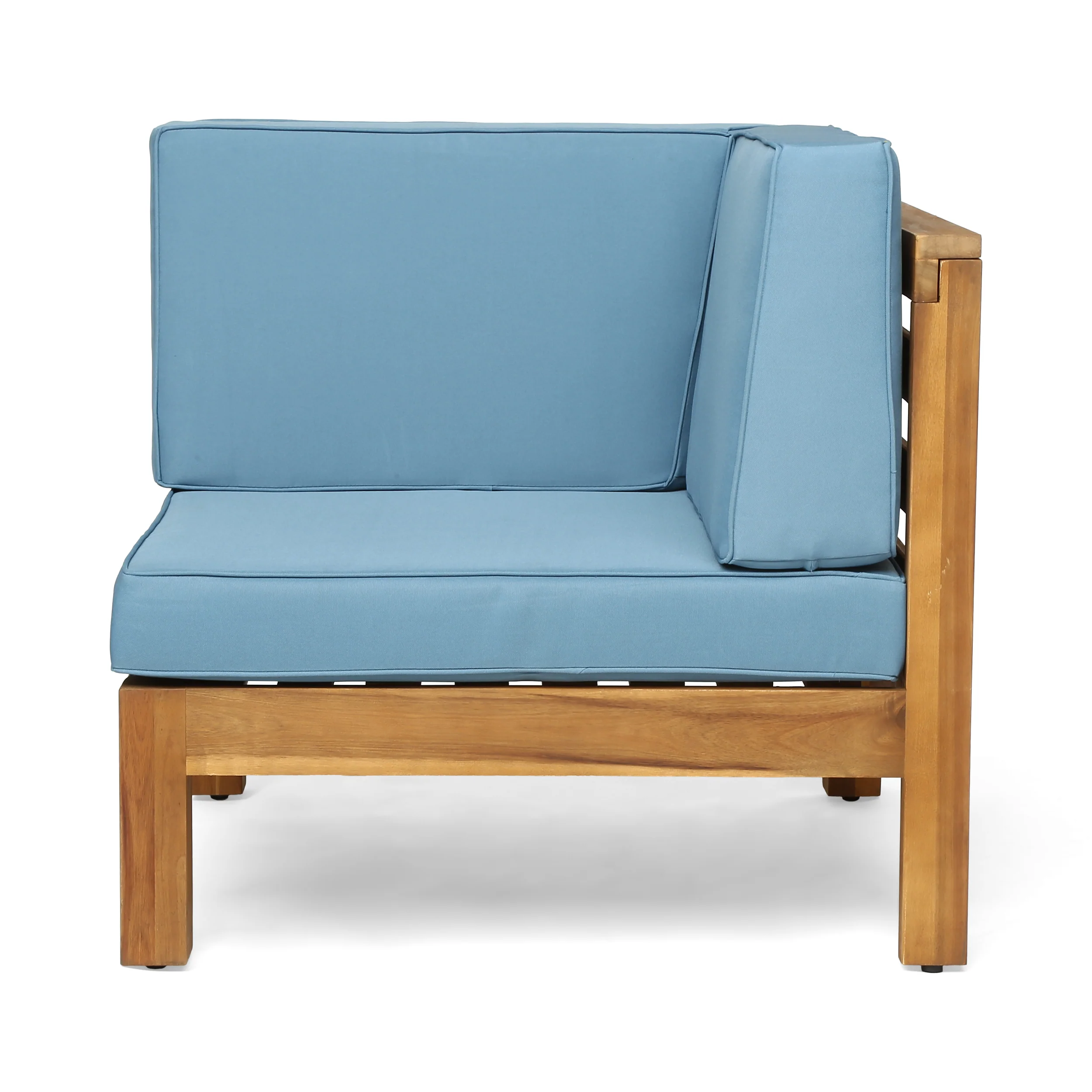 Dawson Outdoor 2-Seater Acacia Wood Sectional Loveseat Set with Cushions - furnishings