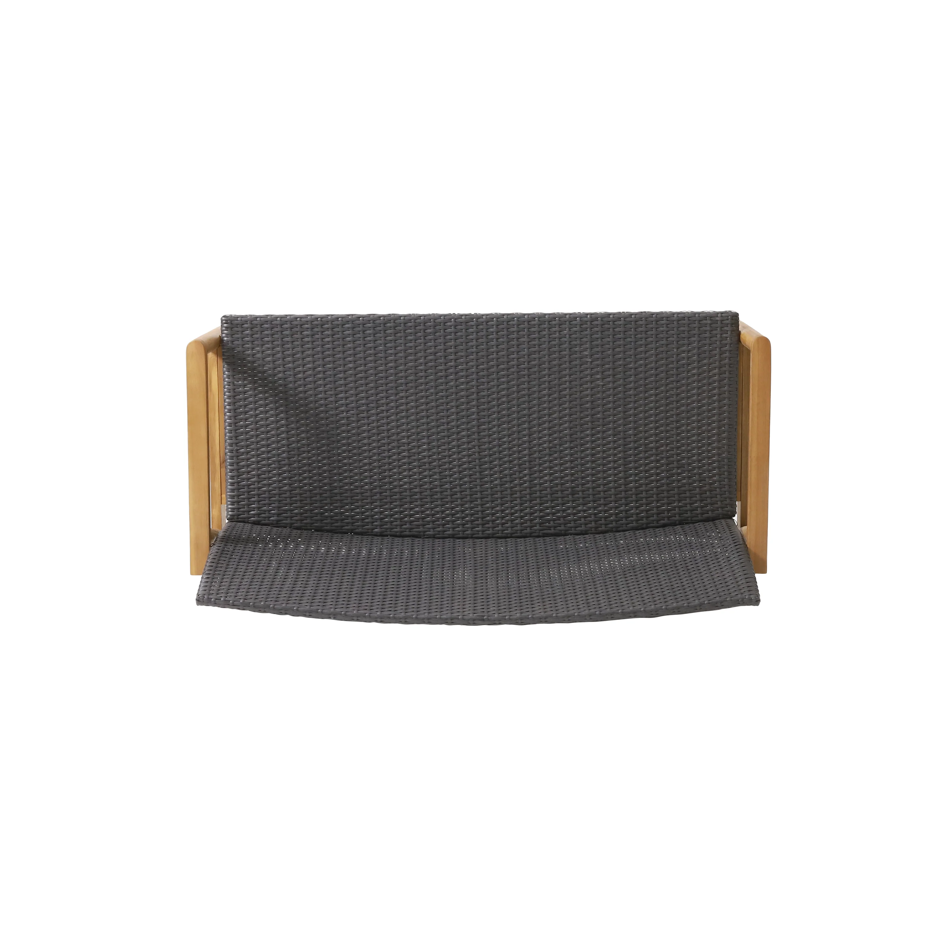 Alamosa Outdoor Wicker and Acacia Wood Loveseat, Gray and Teak - furnishings