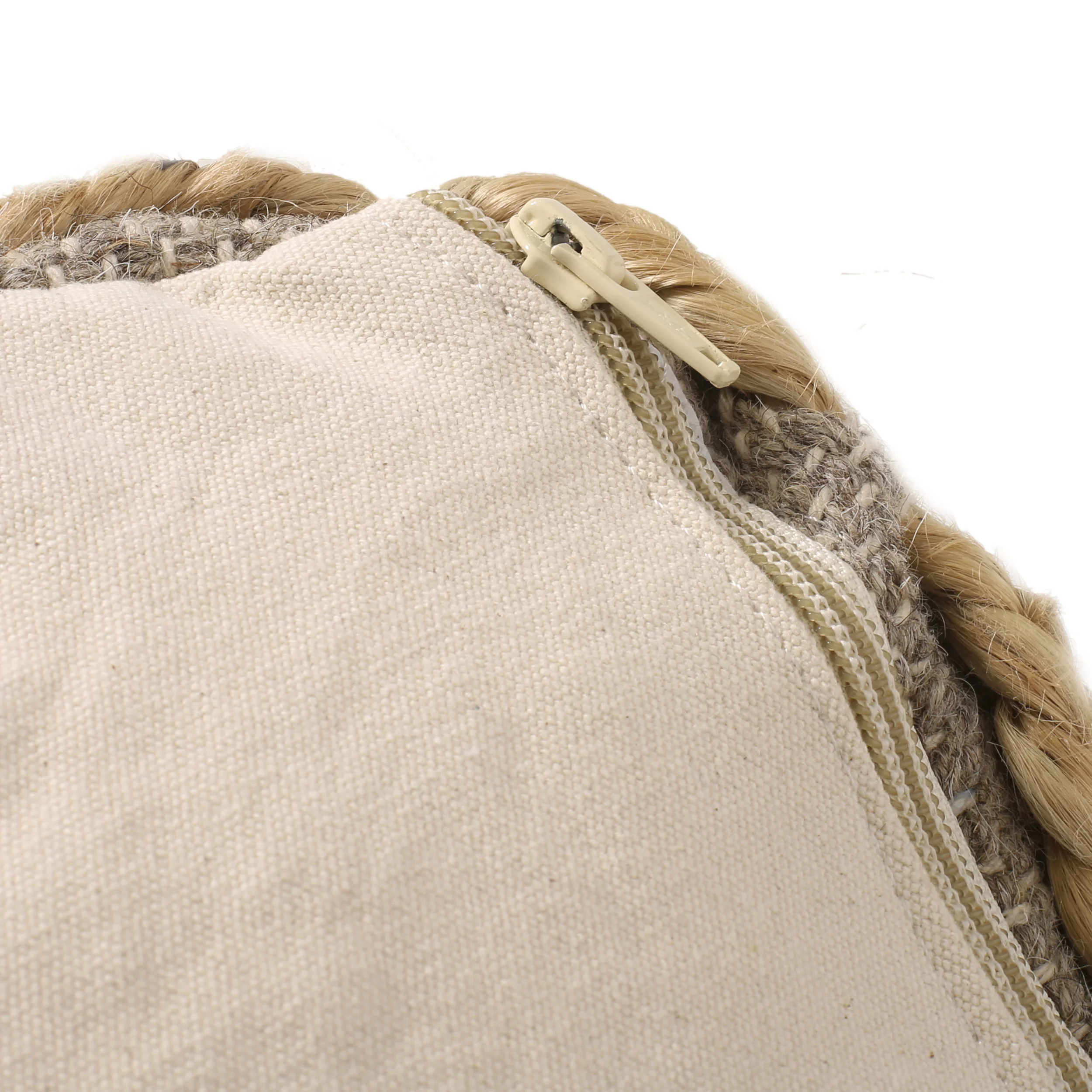 Berea Boho Handcrafted Fabric Cube Pouf, Natural - furnishings