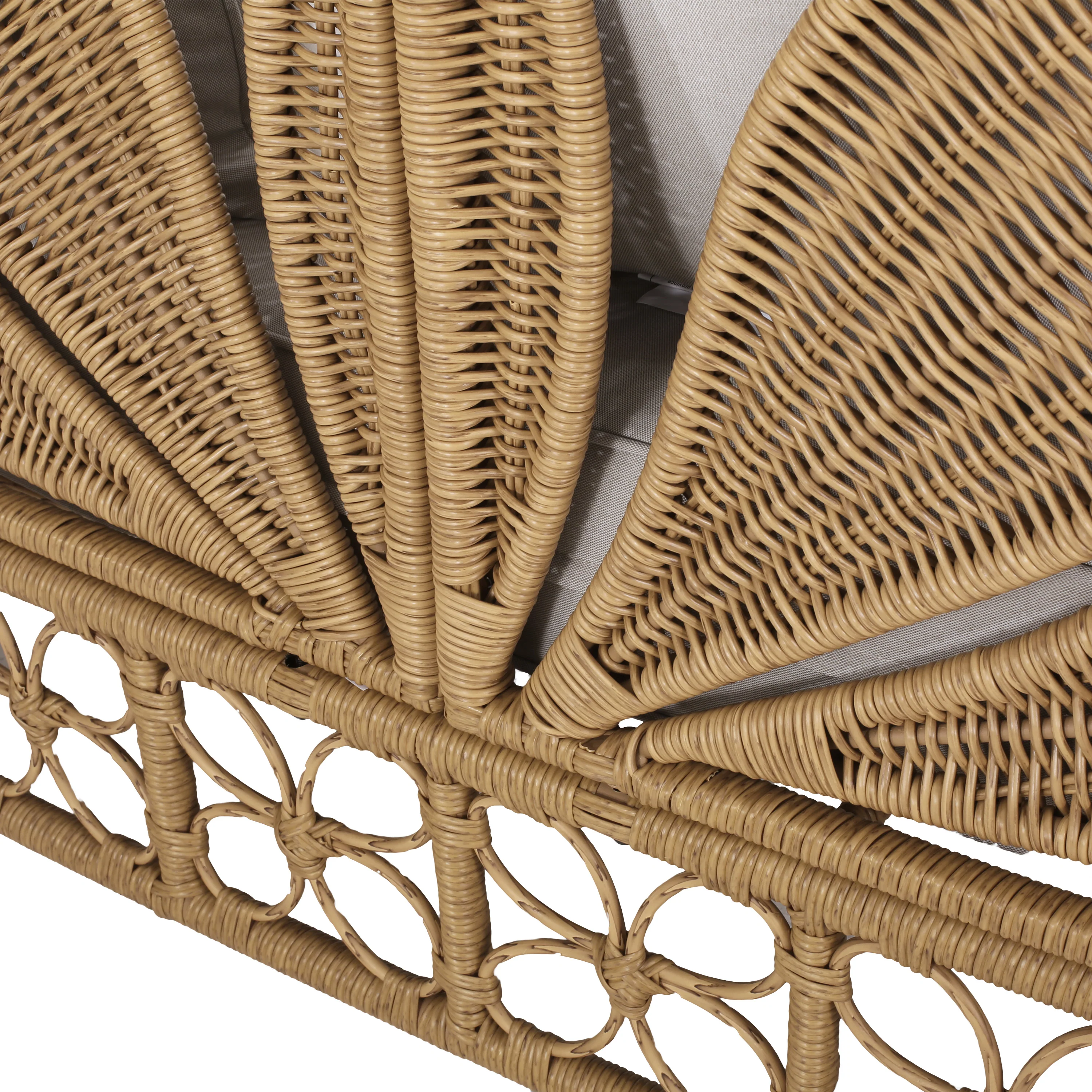 Homan Outdoor Wicker Daybed with Pillows, Light Brown and Beige - furnishings