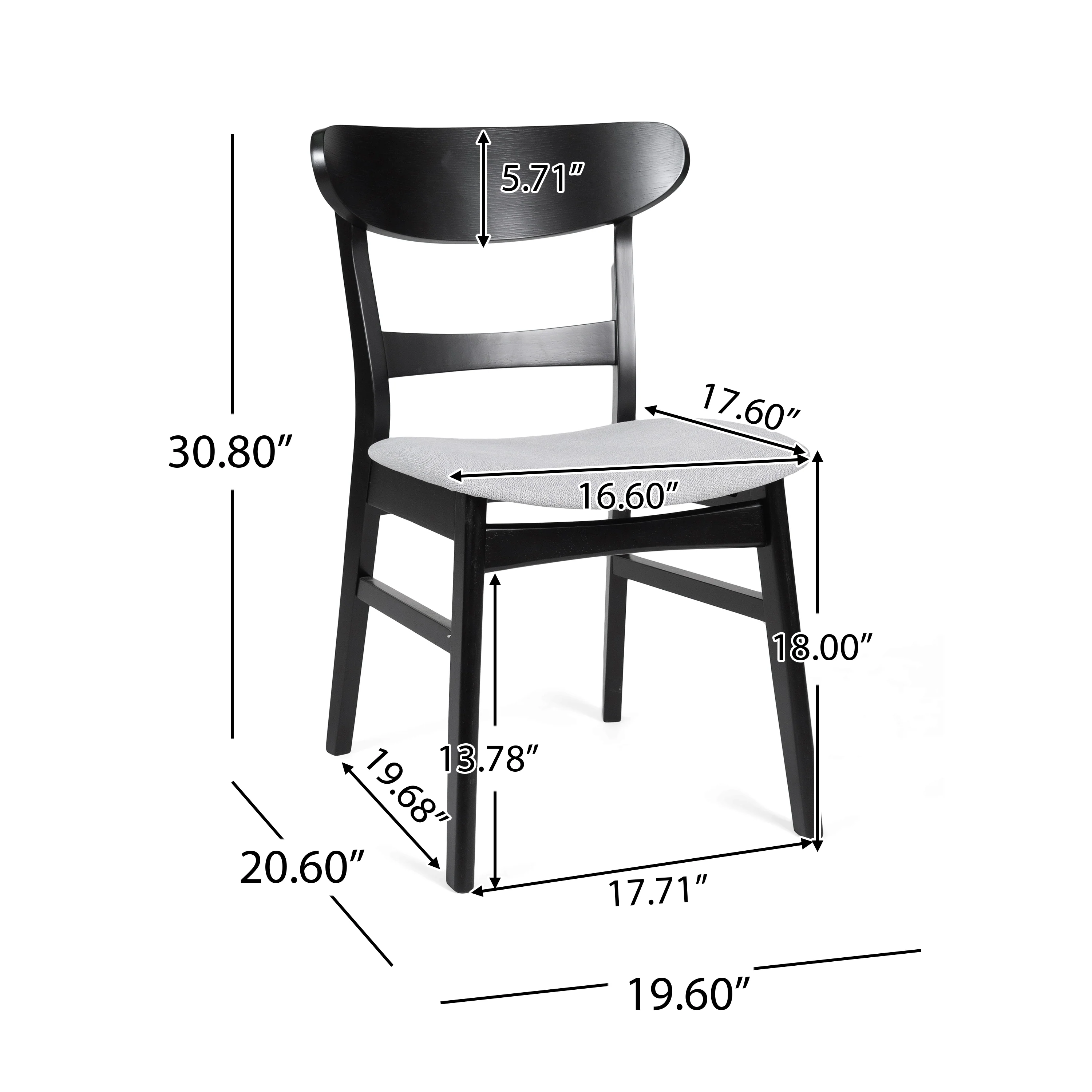 Isador Mid Century Modern Fabric Upholstered Wood Dining Chairs, Set of 2 - furnishings