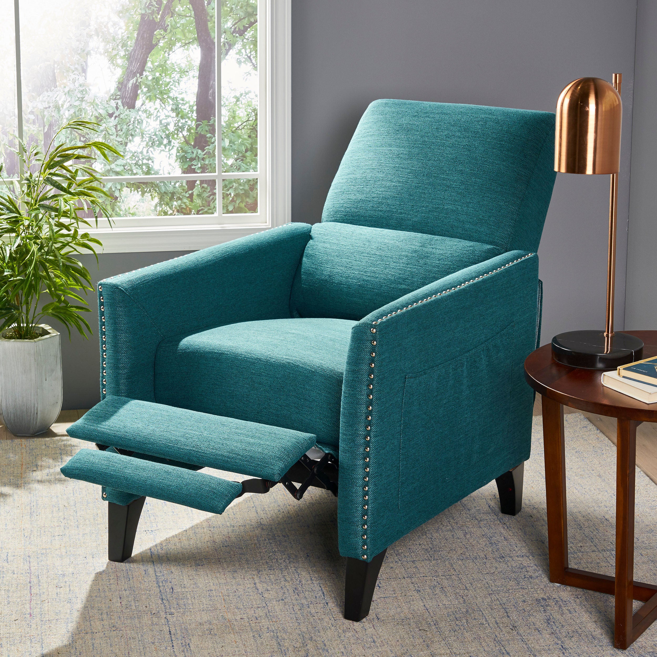 Williamgsburg Contemporary Fabric Push Back Recliner - furnishings