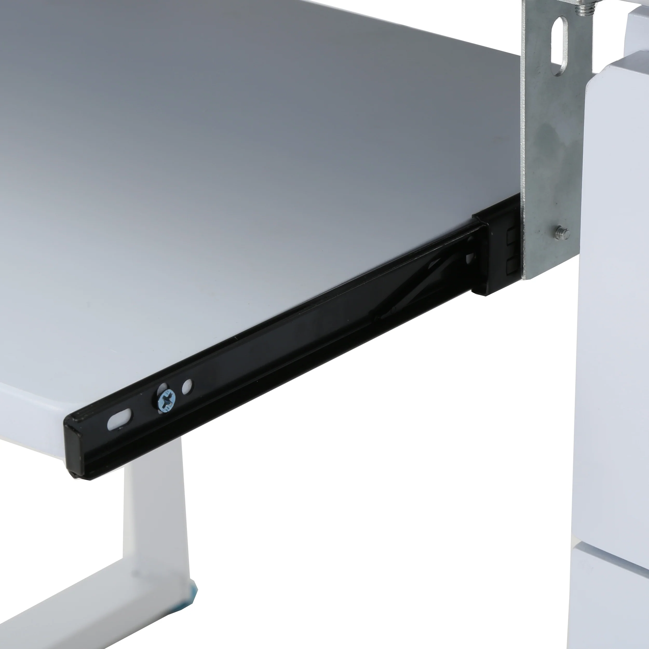 Rivendell Modern Black and White Iron Office Desk with Tempered Glass Top - furnishings