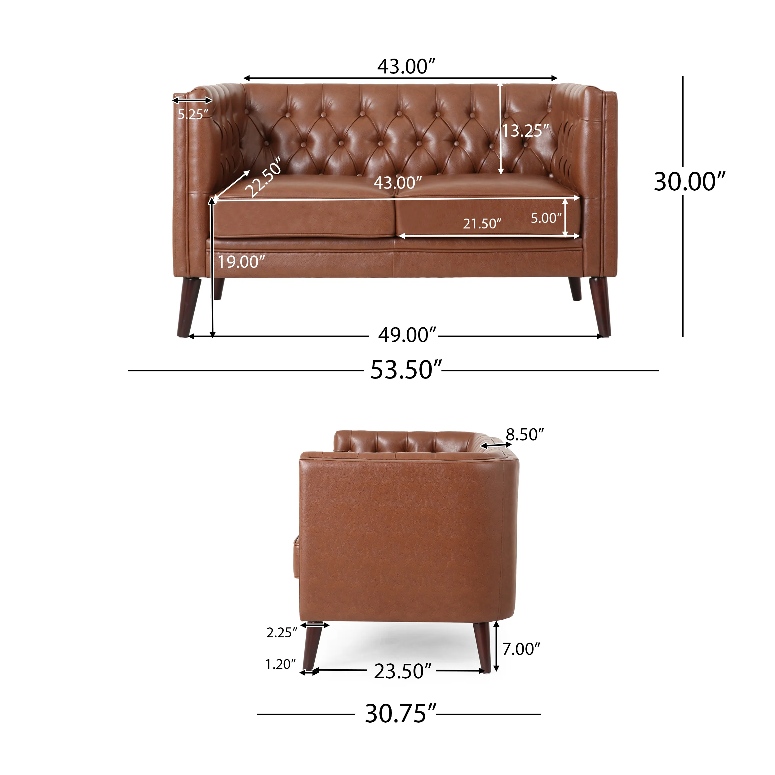 Henton Contemporary Upholstered Tufted Loveseat - furnishings