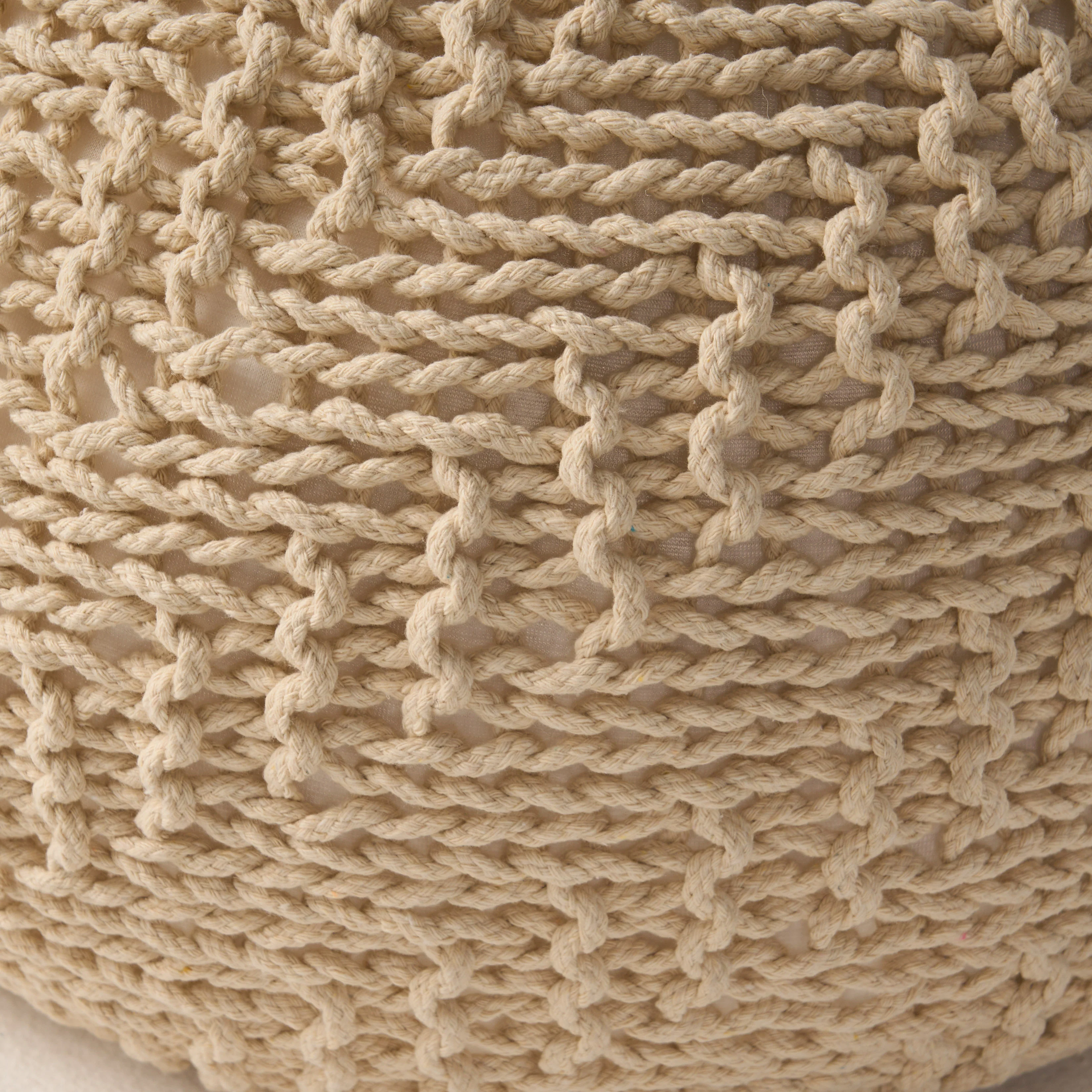 Flovilla Modern Knitted Round Pouf - furnishings