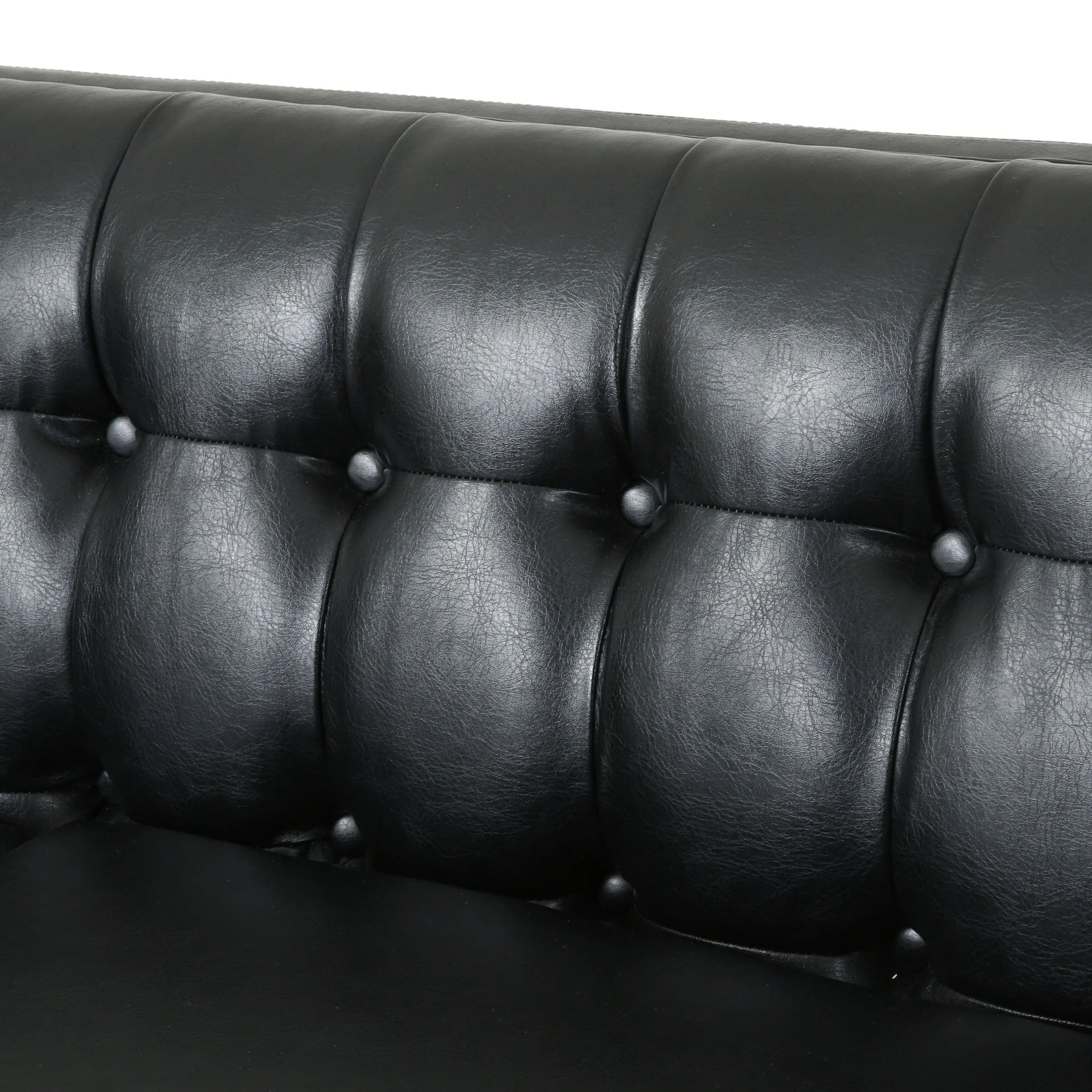 Silkie Contemporary Faux Leather Tufted 3 Seater Sofa - furnishings