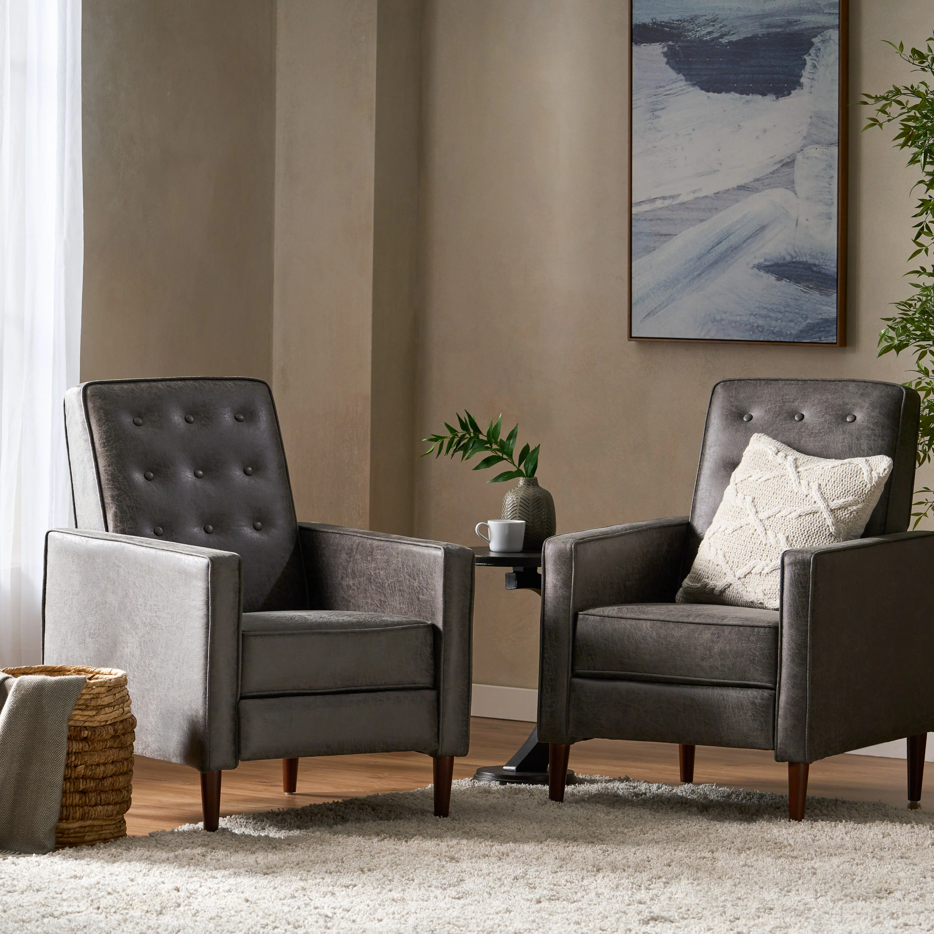 Mason Mid-Century Modern Tufted Back Microfiber Recliner - furnishings