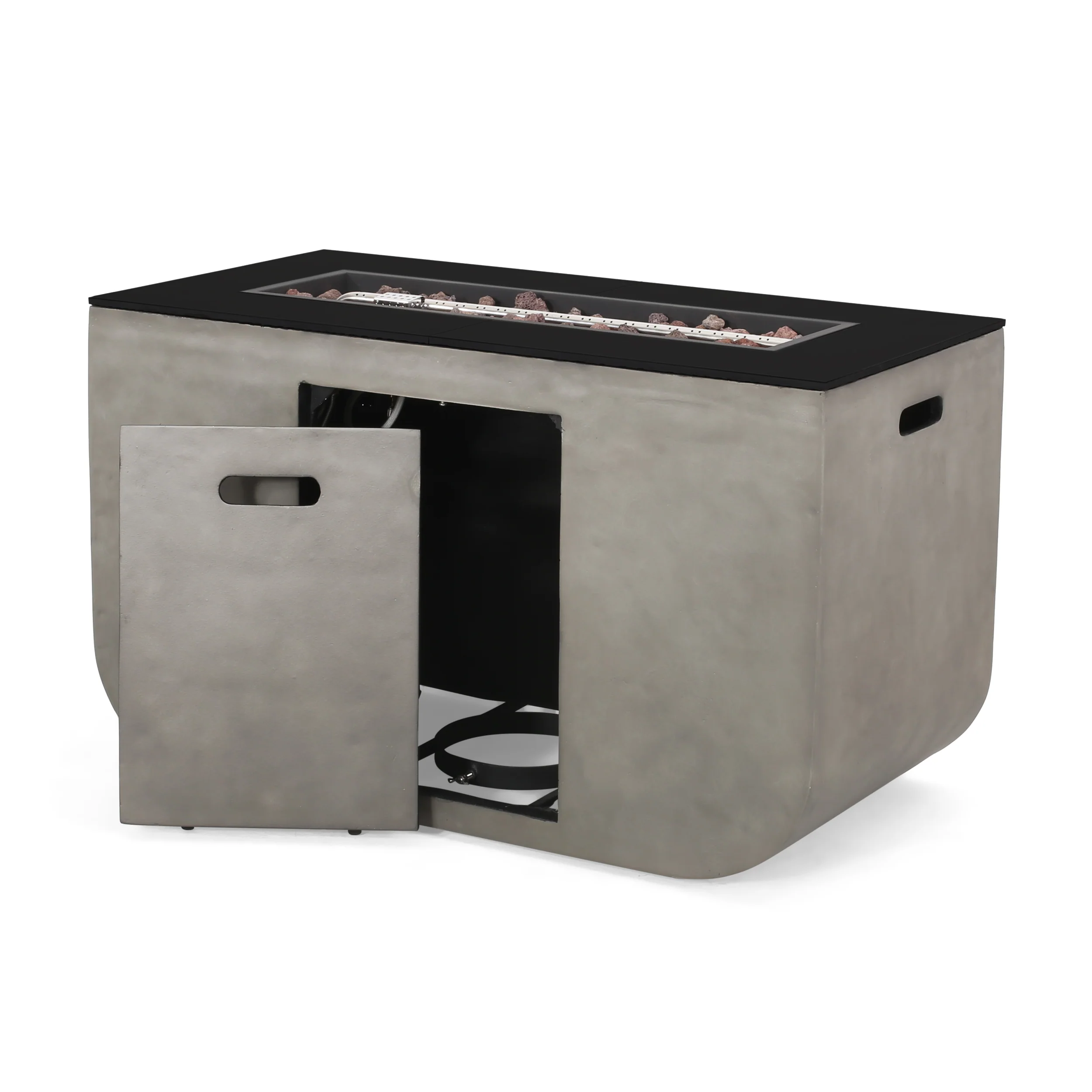 Laini Outdoor Modern 40-Inch Rectangular Fire Pit - furnishings