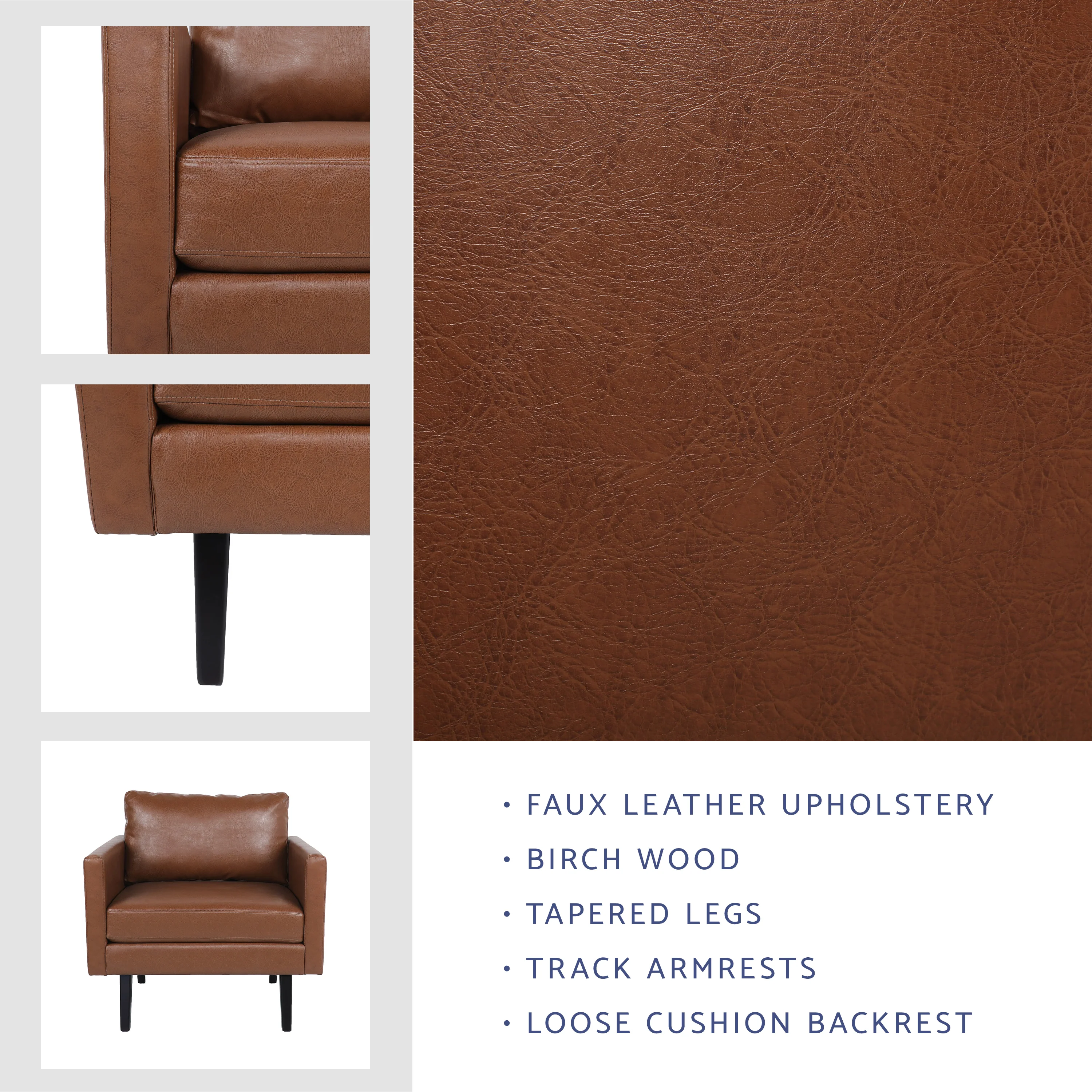 Dowd Mid Century Modern Faux Leather Club Chair - furnishings