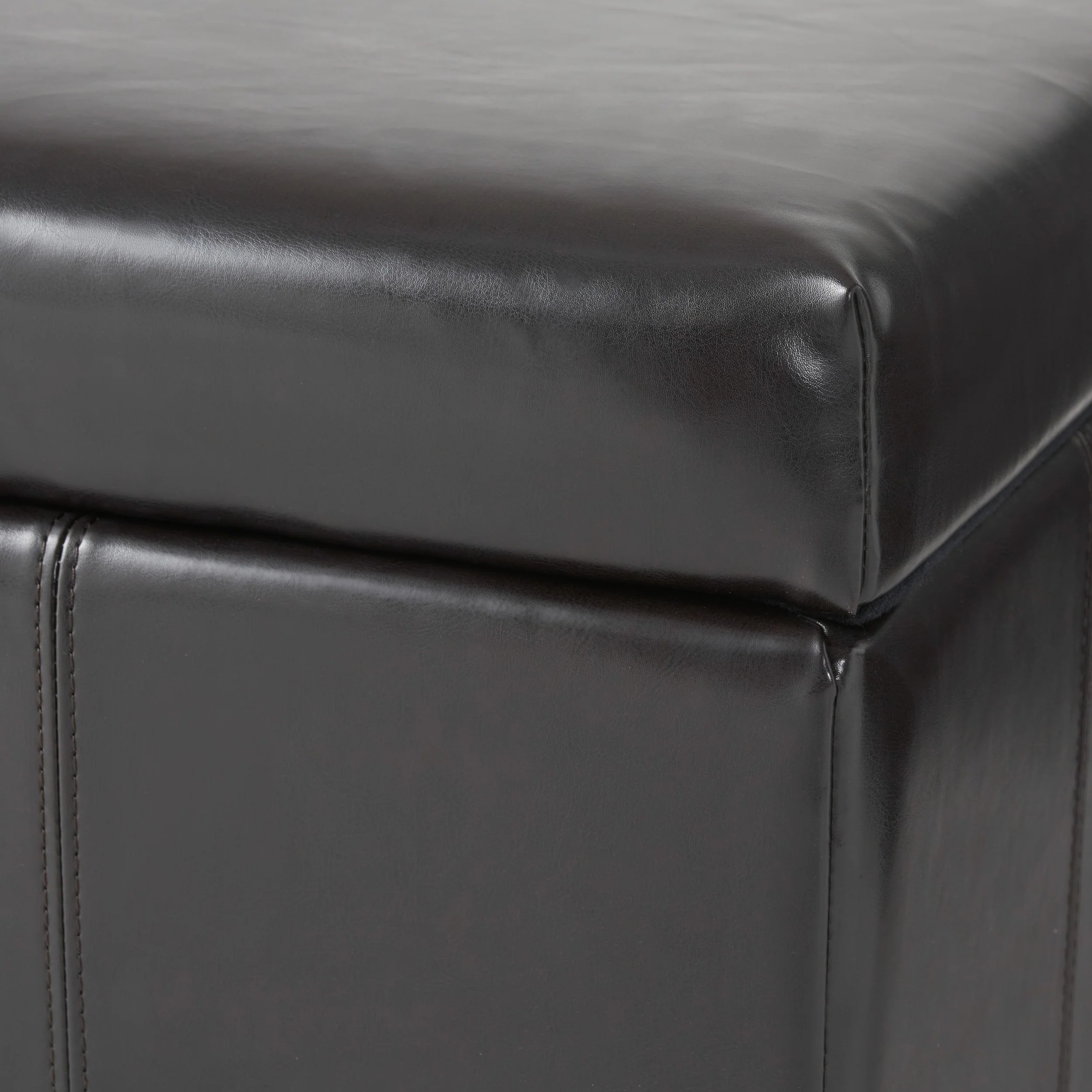 Berkeley Espresso Leather Storage Ottoman Coffee Table - furnishings