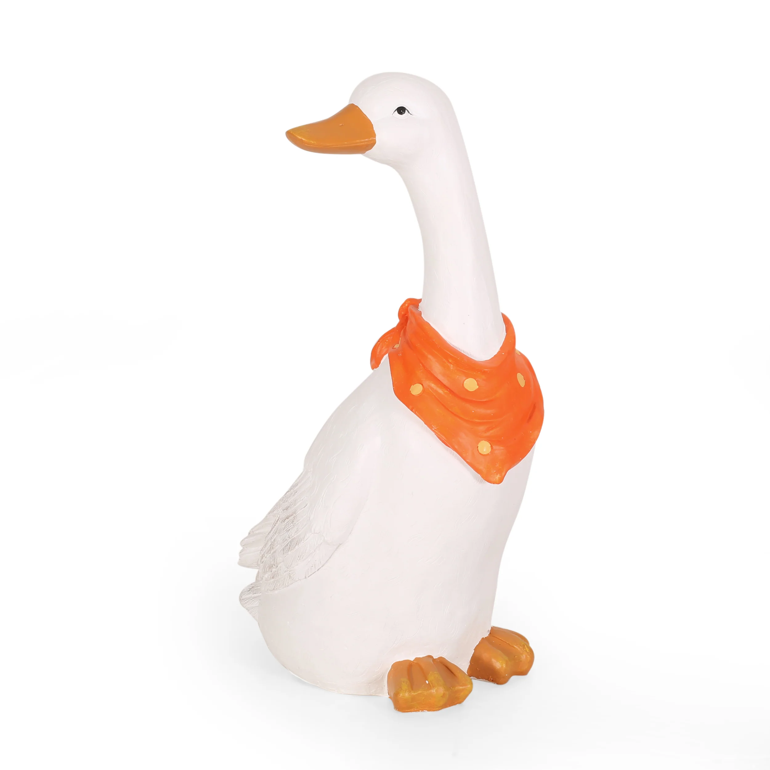 Rafter Outdoor Goose Garden Statue, White and Orange - furnishings