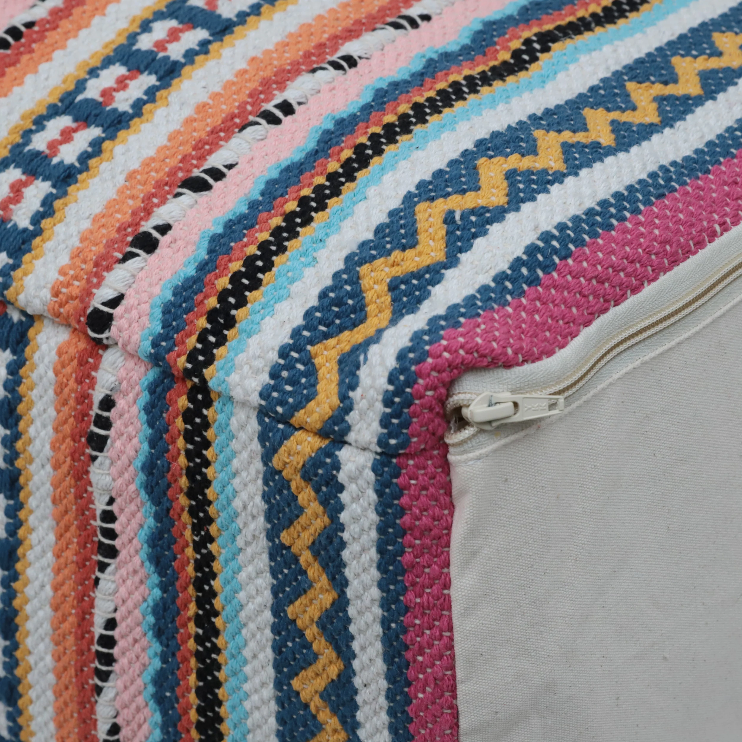 Hilliard Boho Handcrafted Peruvian Print Cube Pouf - furnishings