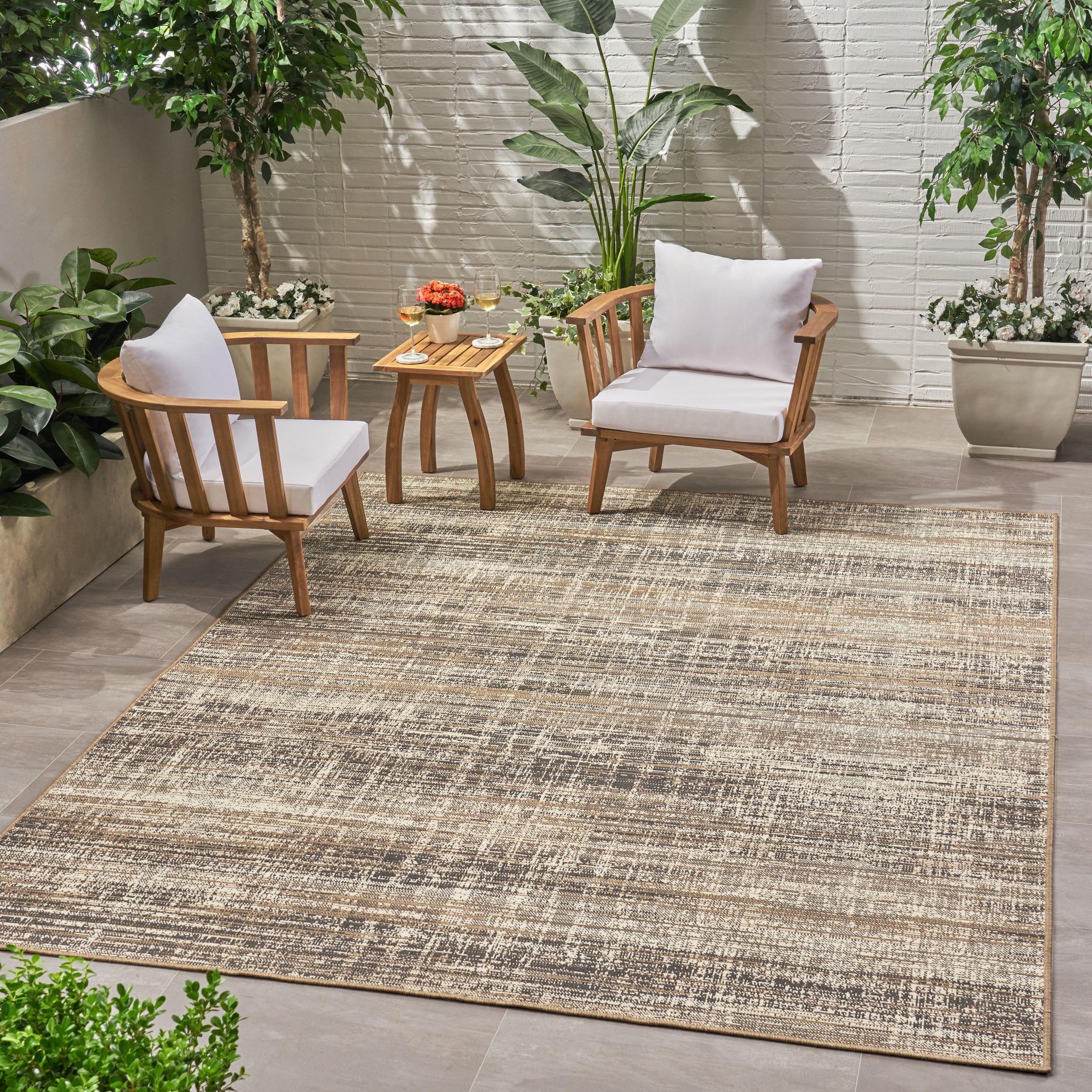 Katherine Outdoor Contemporary Area Rug, Gray and Beige - furnishings