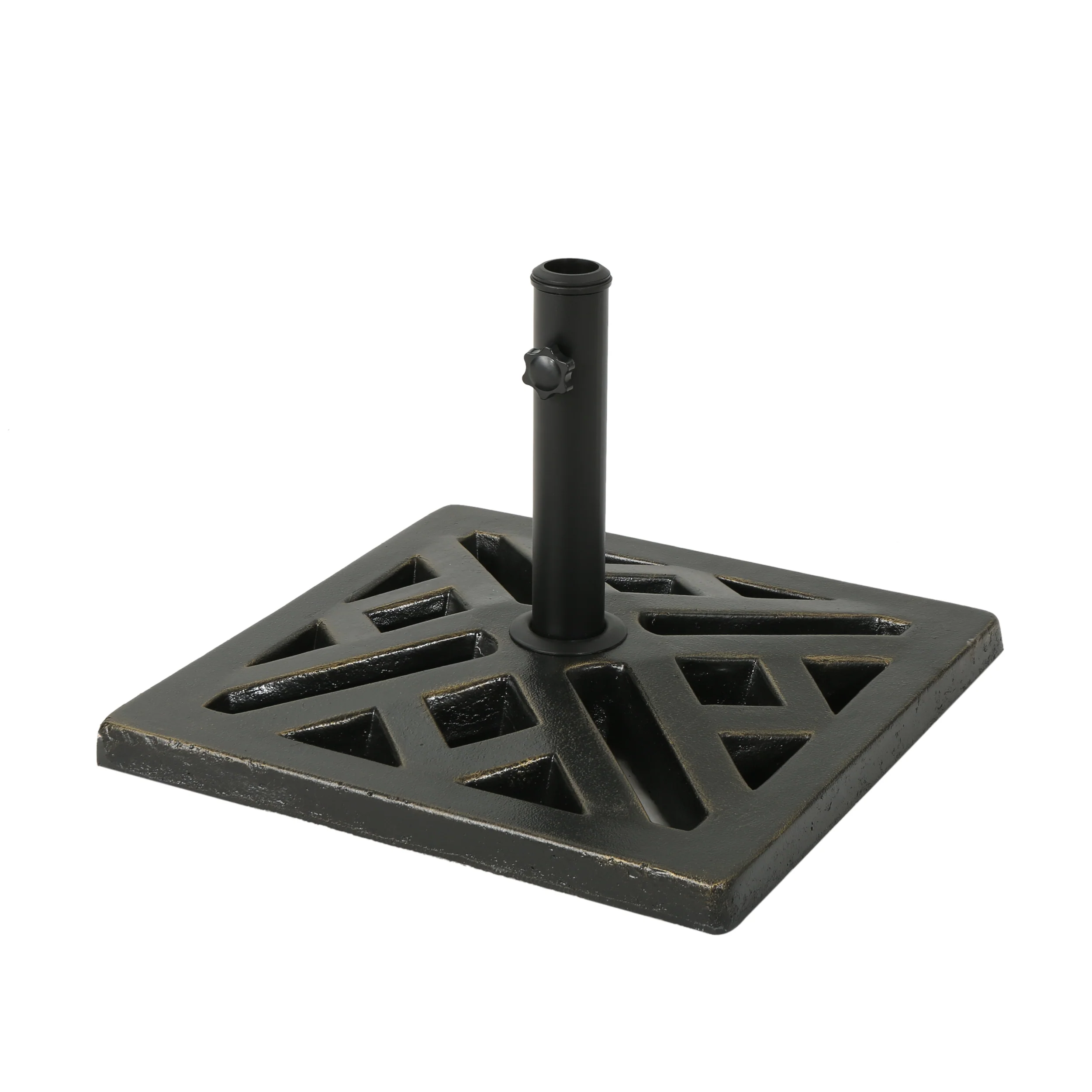 Lisa Outdoor 31lb Concrete Circular Umbrella Base, Bronze - furnishings