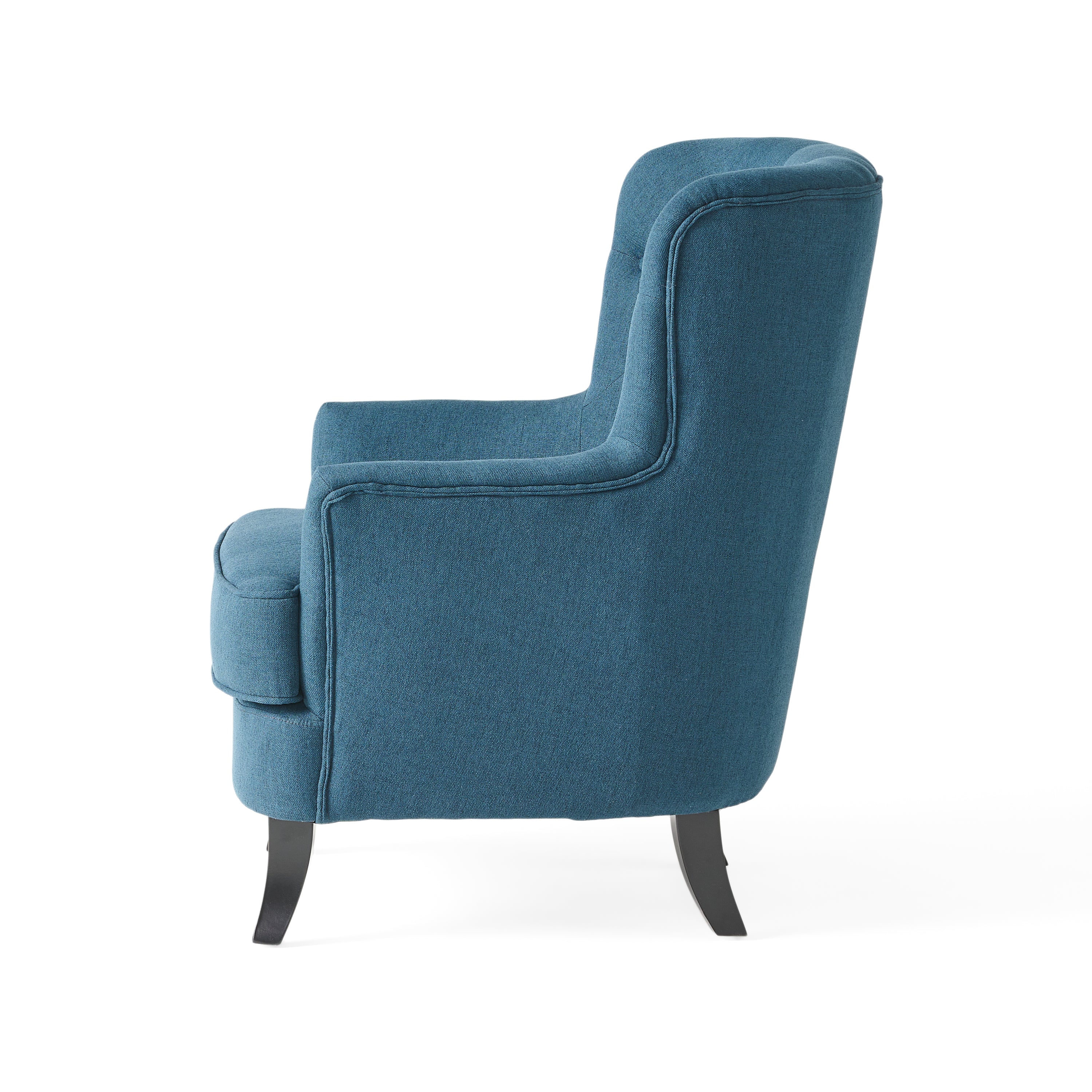 Annelia Contemporary Button Tufted Upholstered Fabric Club chair w/ Piped Edges - furnishings