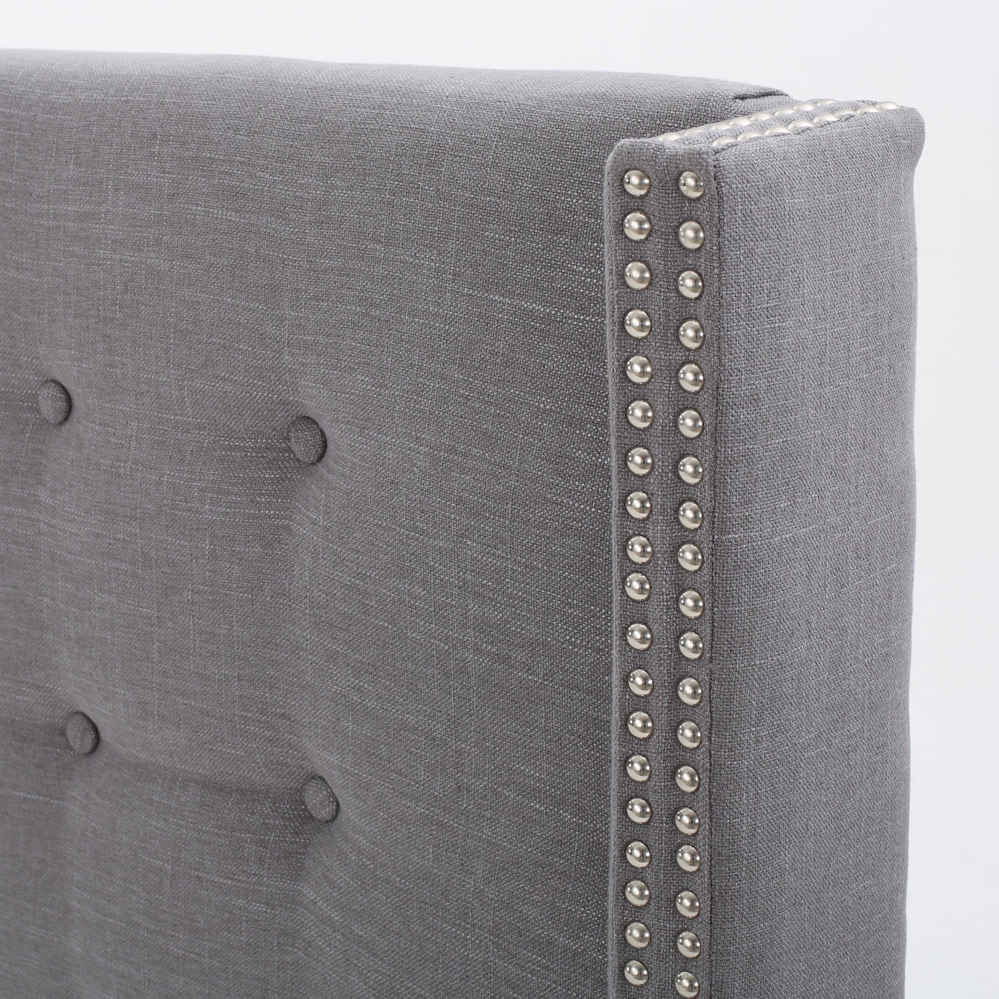 Karen Button Tufted Fabric King/Cal King Headboard with Nailhead Accents - furnishings