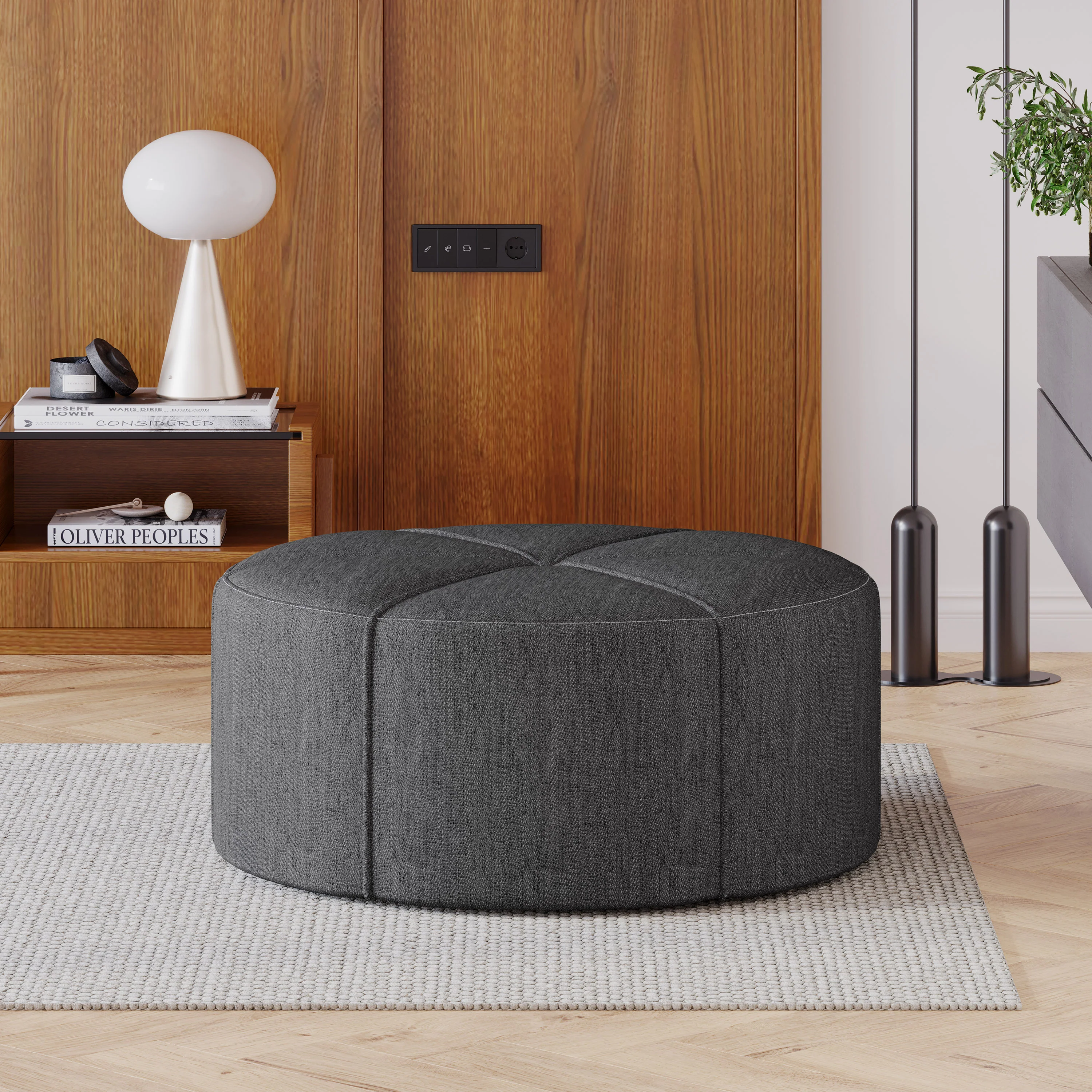 Gowen Fabric Upholstered Round Ottoman - furnishings