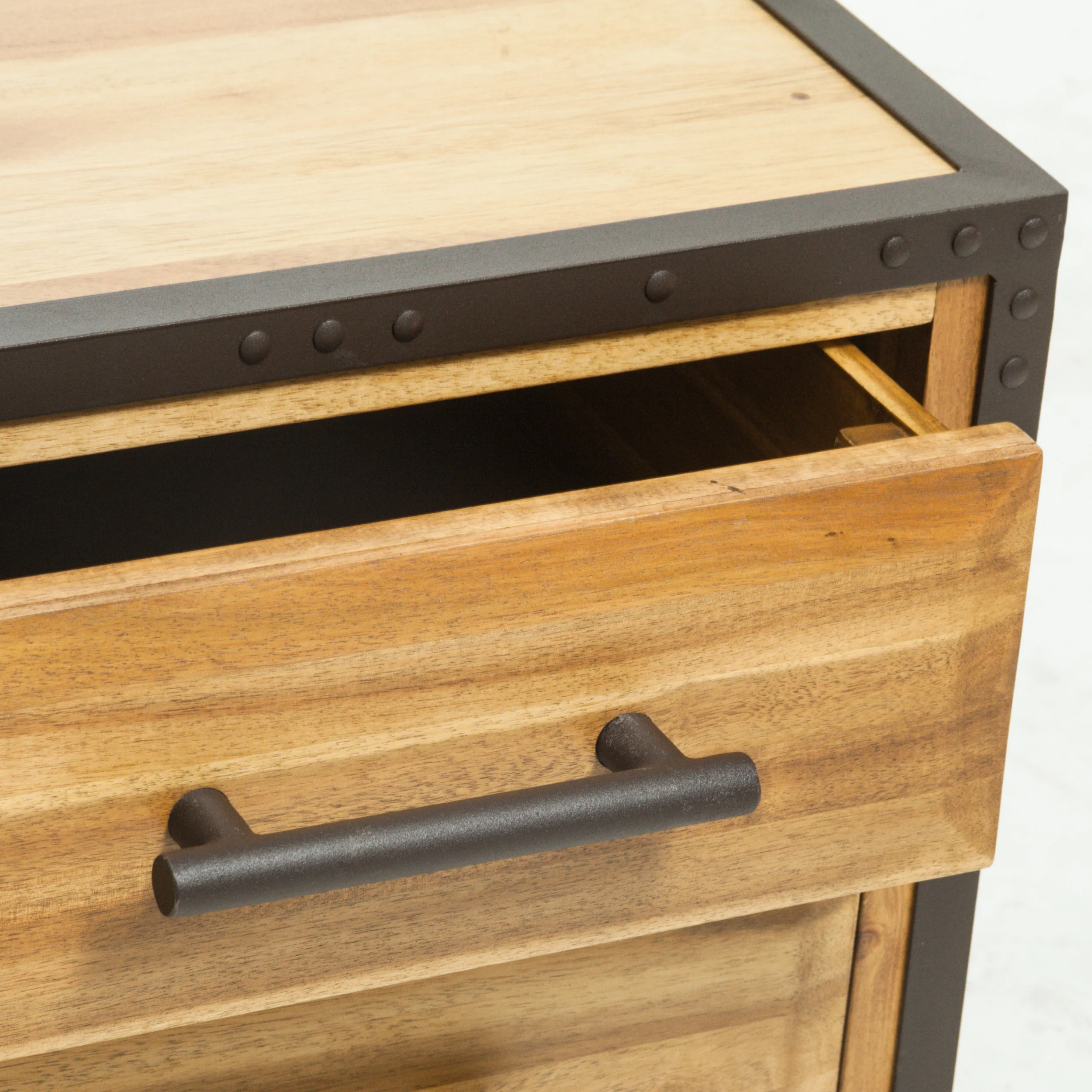Ashlar Industrial Two-Drawer Natural Finish Acacia Wood Night Stand - furnishings