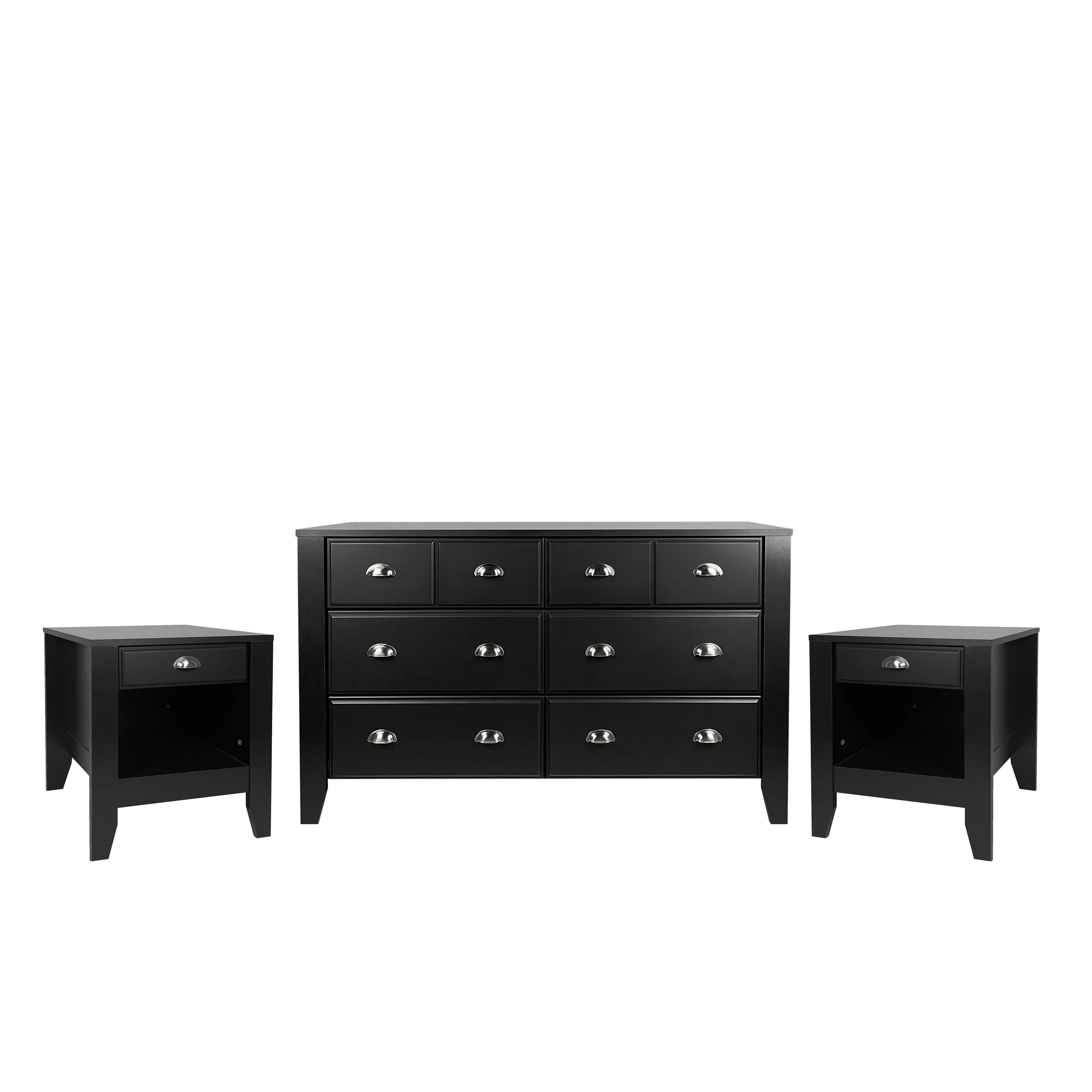 Cleary Contemporary Faux Wood 3 Piece Double Dresser and Nightstand Bedroom Set - furnishings