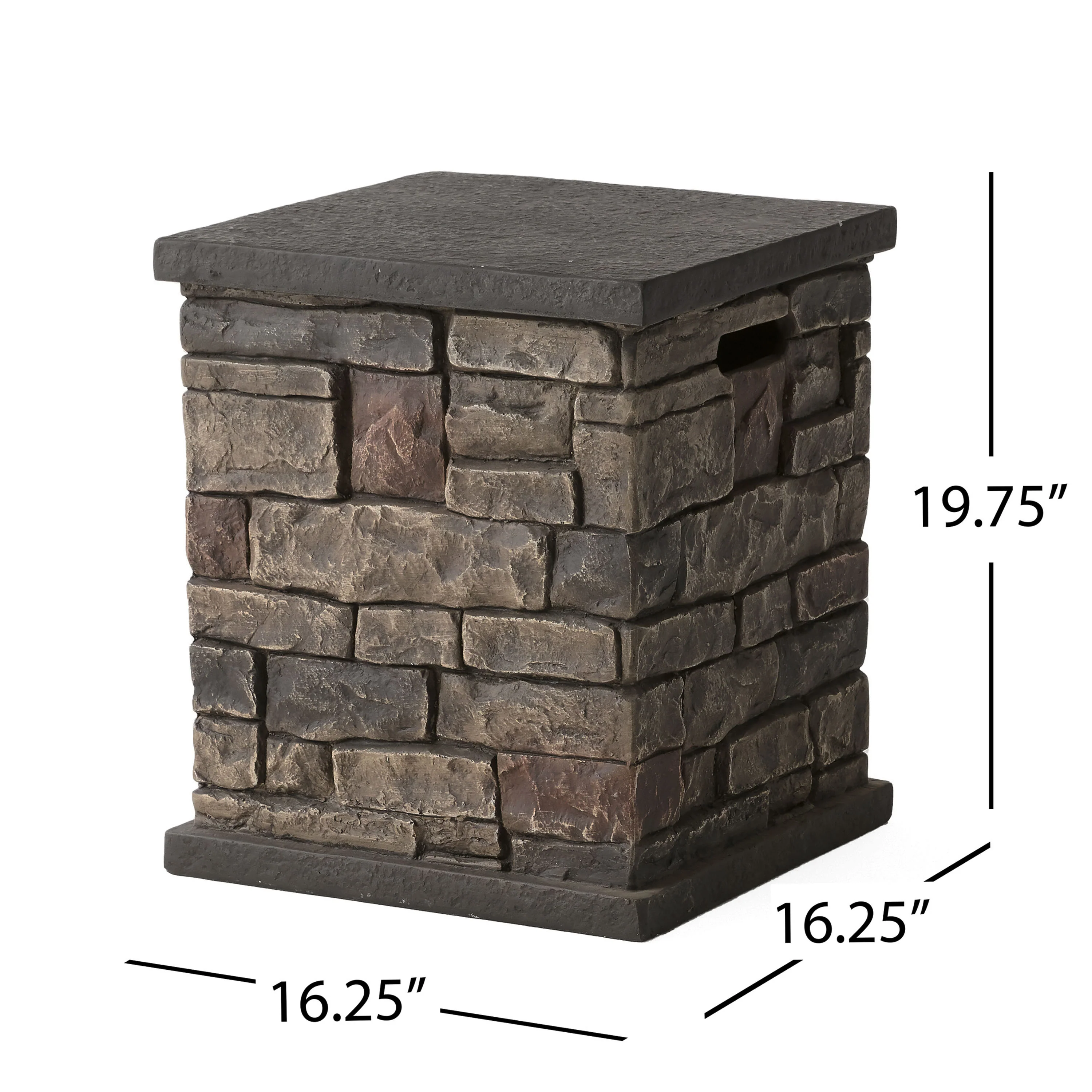 Troy Outdoor Lightweight Concrete Tank Holder Side Table, Stone Finish - furnishings